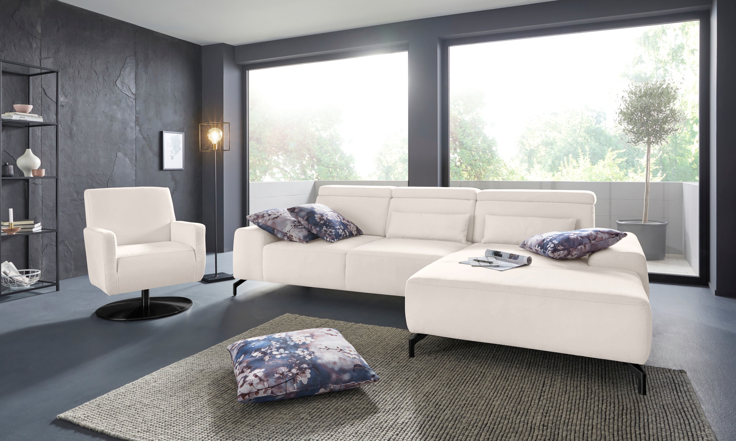sit&more Ecksofa »Gizeh L-Form«, Fusshöhe 15 cm, inklusive Sitztiefenverstellung und Kopfteilverstellung
