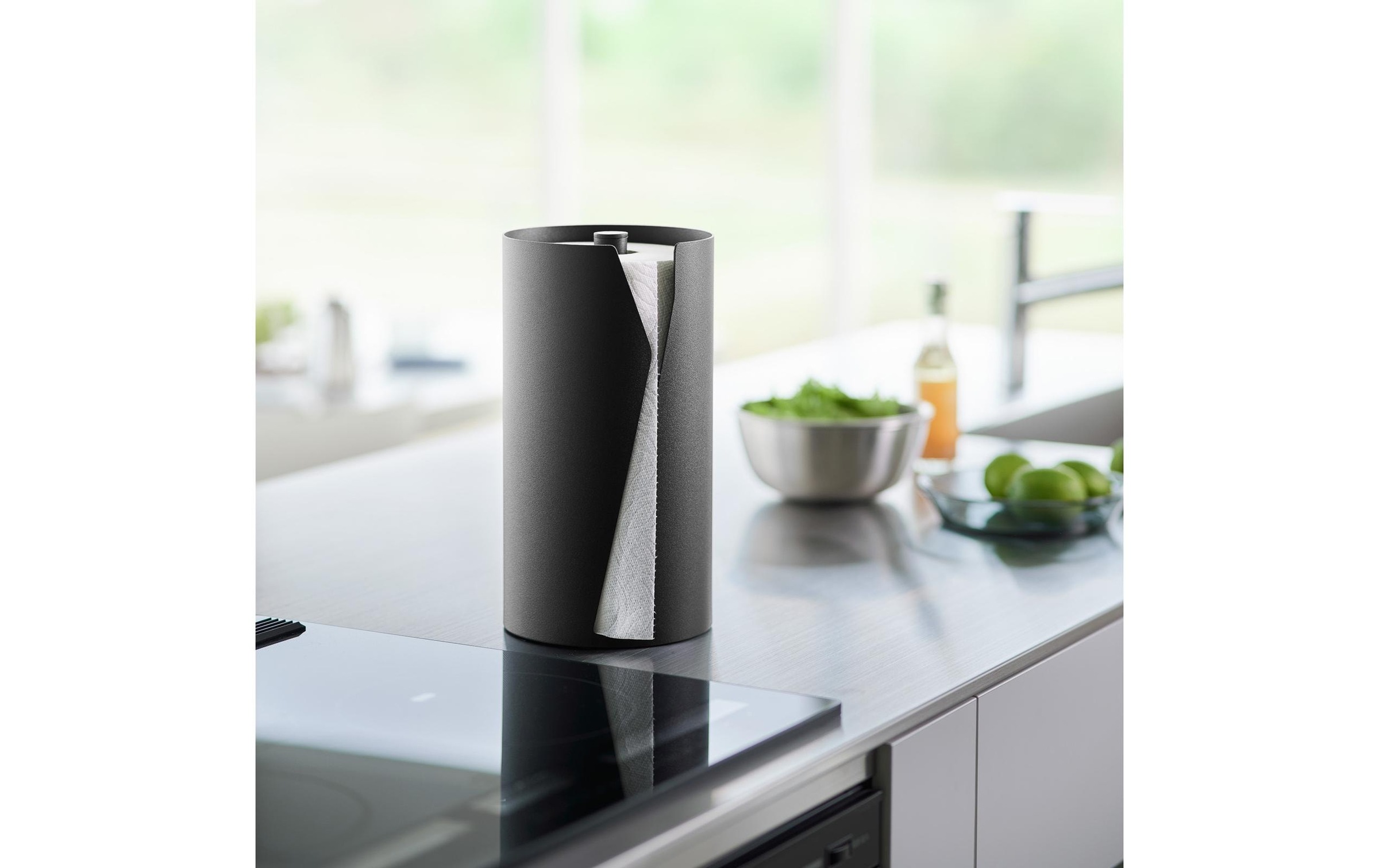 Yamazaki Porte-rouleau de cuisine »Tower 16 x 16 x 30.2 cm« Runder Küchenrollenhalter aus Stahl mit beschwerter Basis