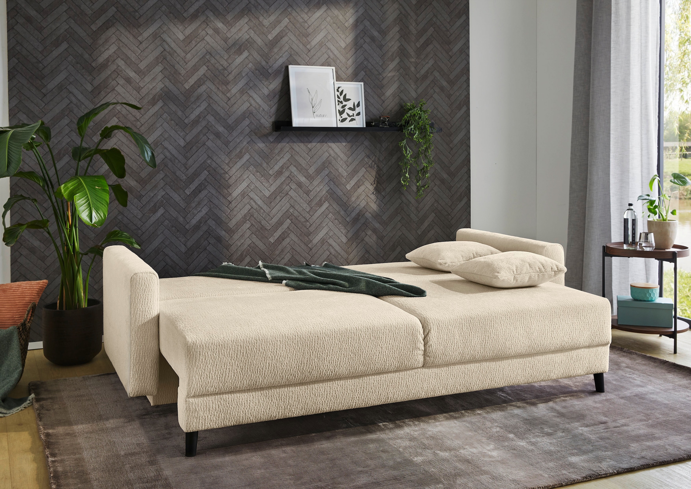 Jockenhöfer Gruppe Schlafsofa »Bjoern, B: 217 cm, Liegefl. 140x191 cm« mit Schlaffunktion, Bettkasten & Zierkissen