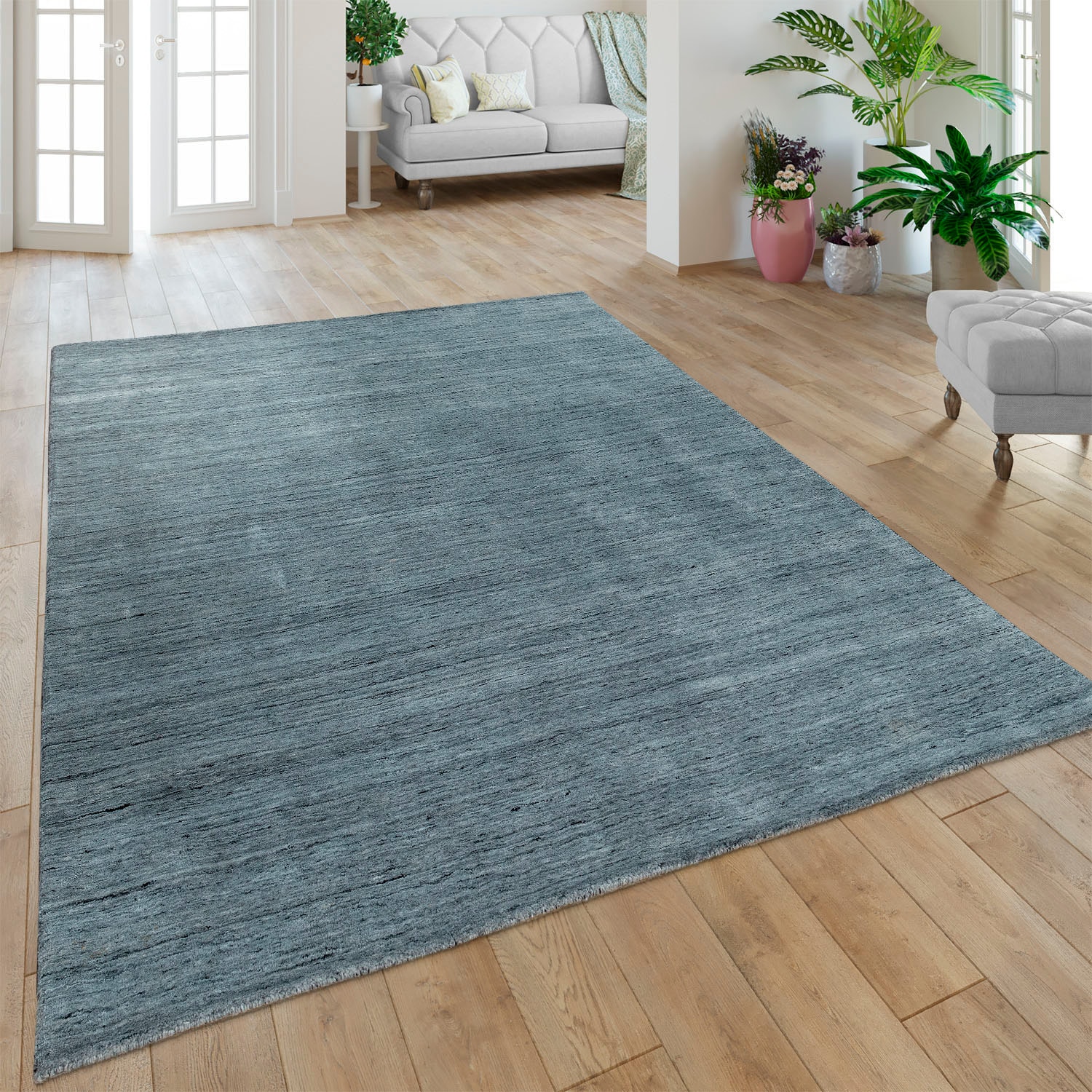 Paco Home Teppich »Loft 250«, rechteckig, Handgewebt, Kurzflor, aus 60% Viskose, 40% Baumwolle