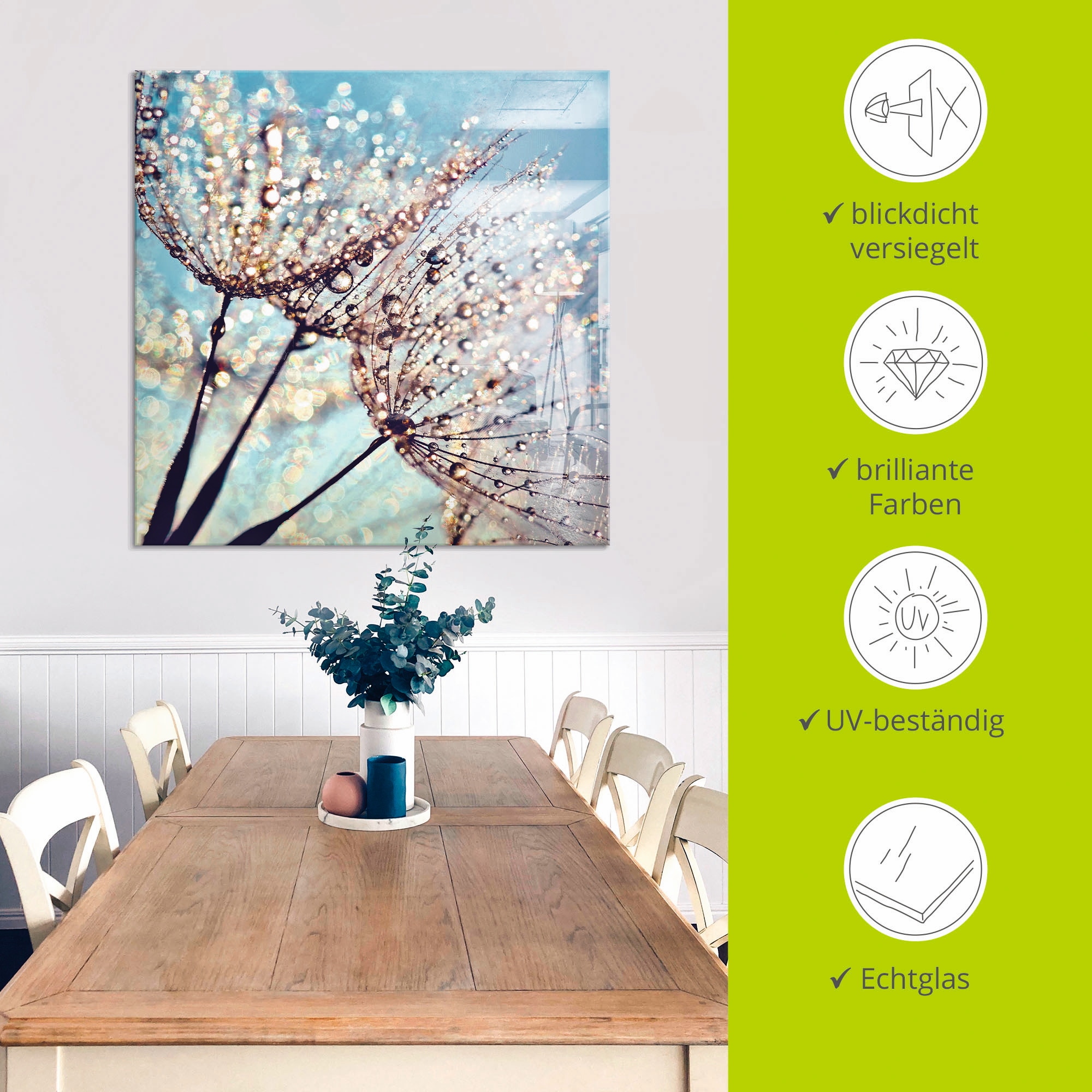 Artland Tableau en verre »Pusteblume Tröpfchenfänger« 1 cuis tlg. in verschiedenen Grössen