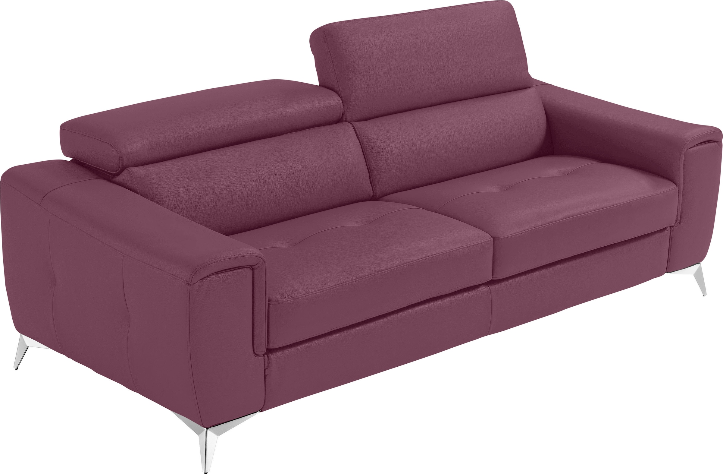 Image of Egoitaliano 2,5-Sitzer "Francine, Designsofa, Loungesofa, Breite 213 cm, Fussfarbe chrom" Designfuss, Leder NUVOLE, violett