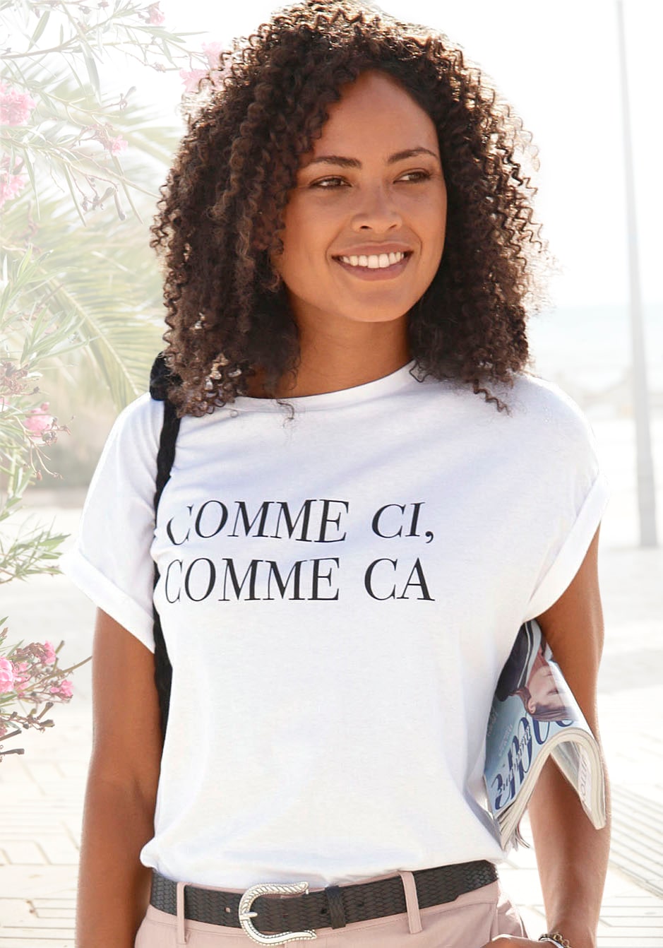 Image of Buffalo T-Shirt mit Print, Kurzarmshirt aus Baumwolle, lockere Passform