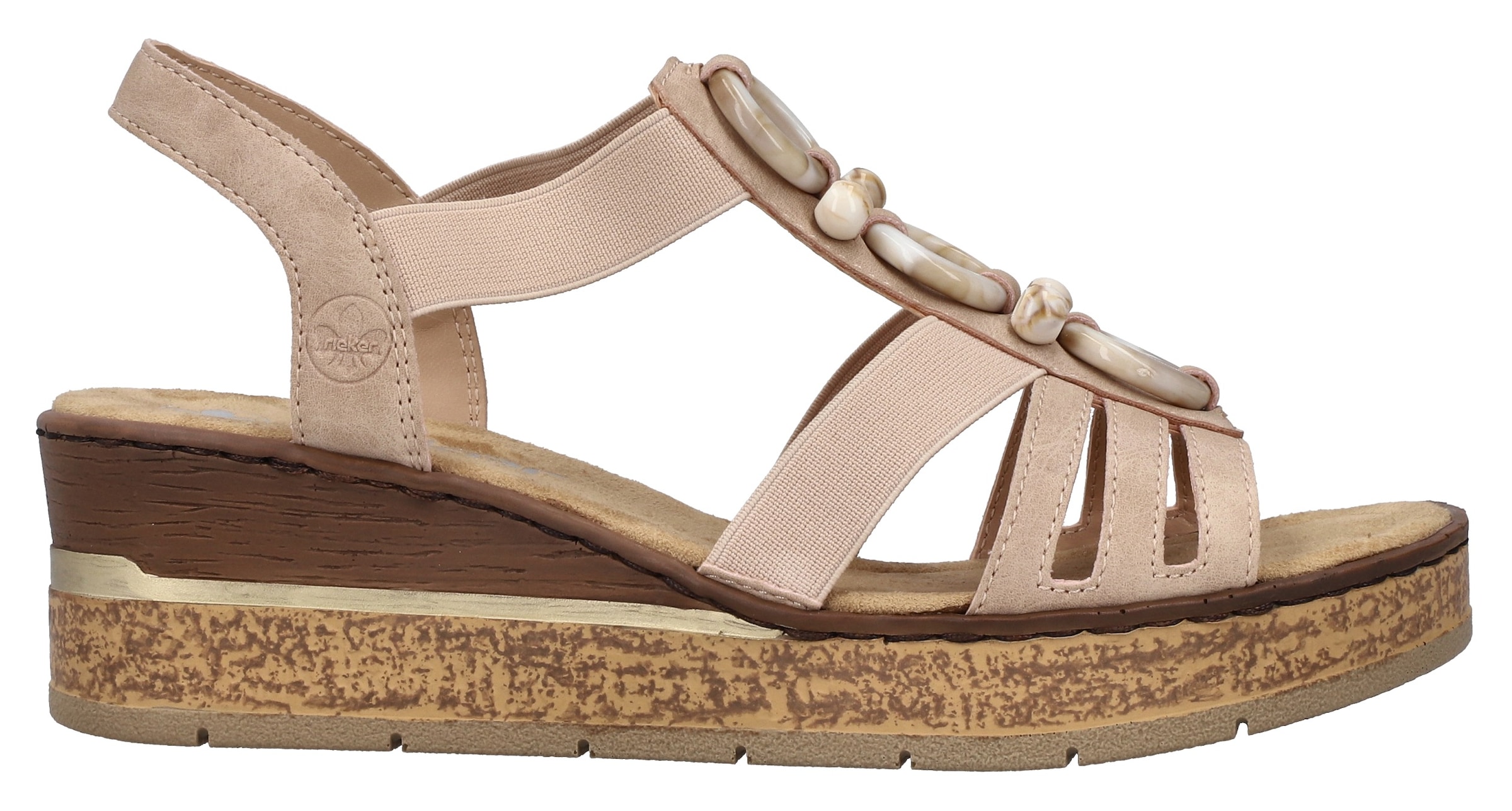 Rieker Sandales compensées  Sommerschuh, Plateausandale, Schlupfschuh mit seitlichen Gummizügen