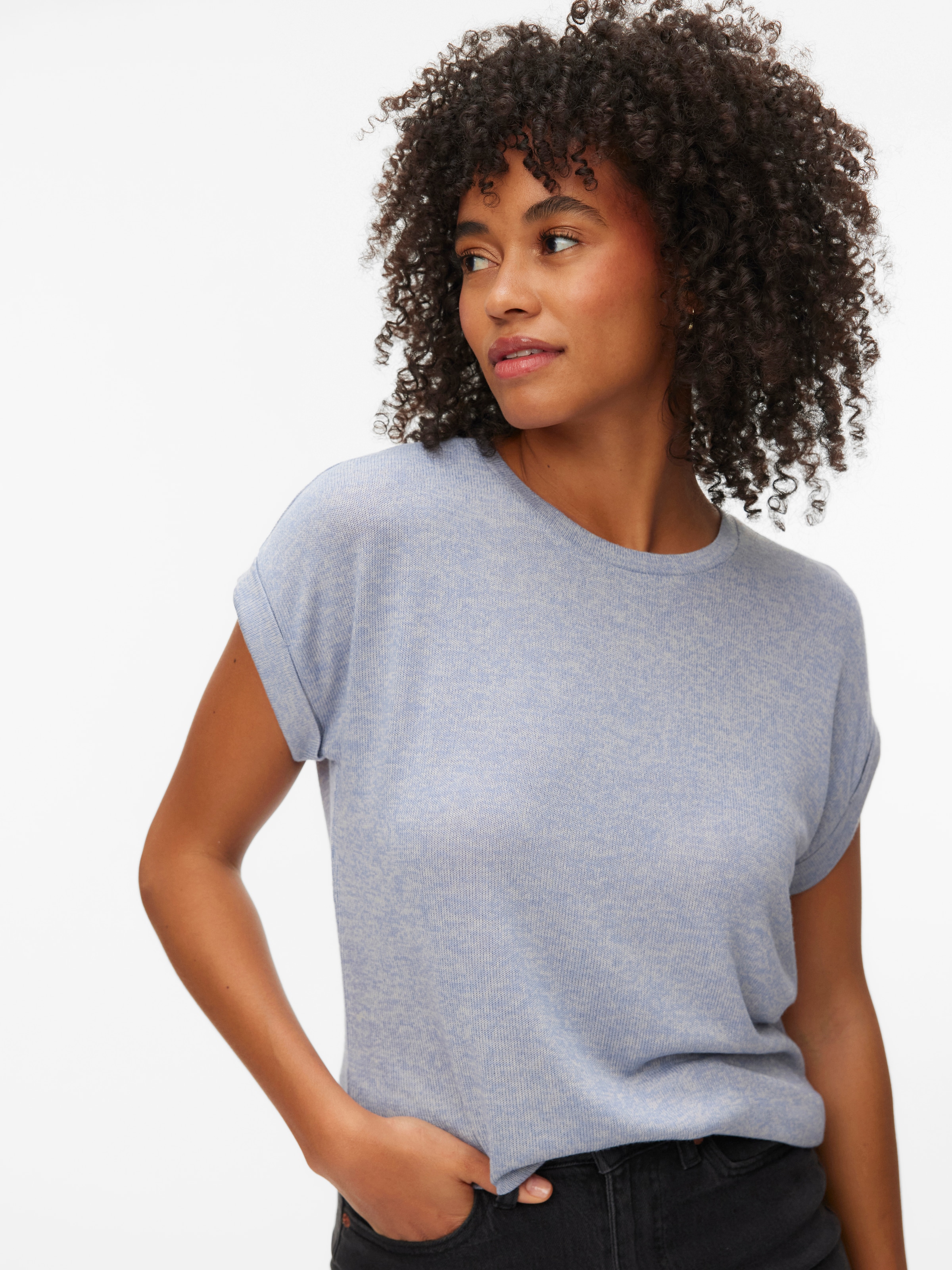 Vero Moda »VMBRIANNA SS O-NECK PULLOVER BOO  REP« mit überschnittenen Schultern mit Umschlagsaum