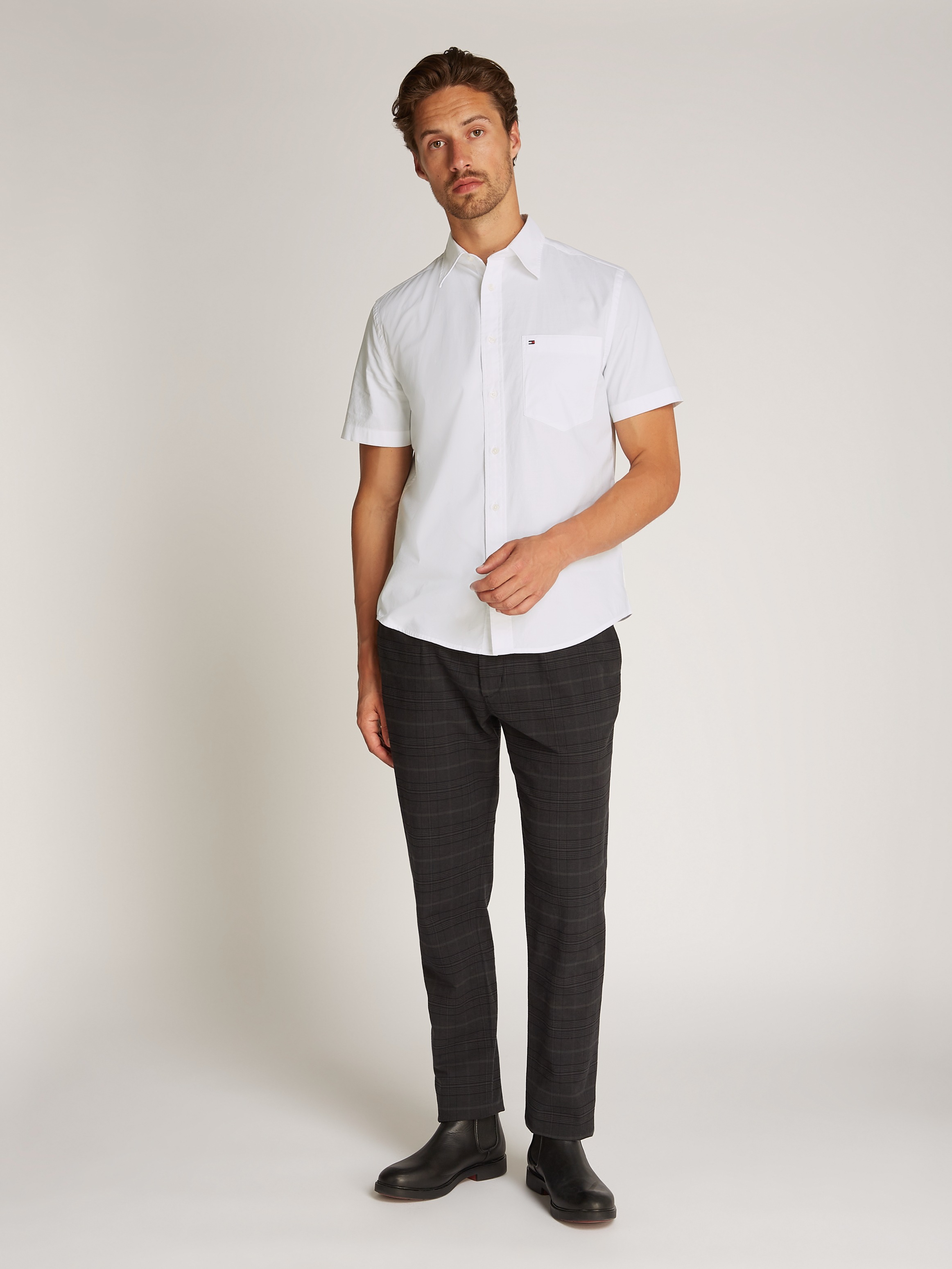 Tommy Hilfiger Kurzarmhemd »FLEX POPLIN SOLID S/S SHIRT«