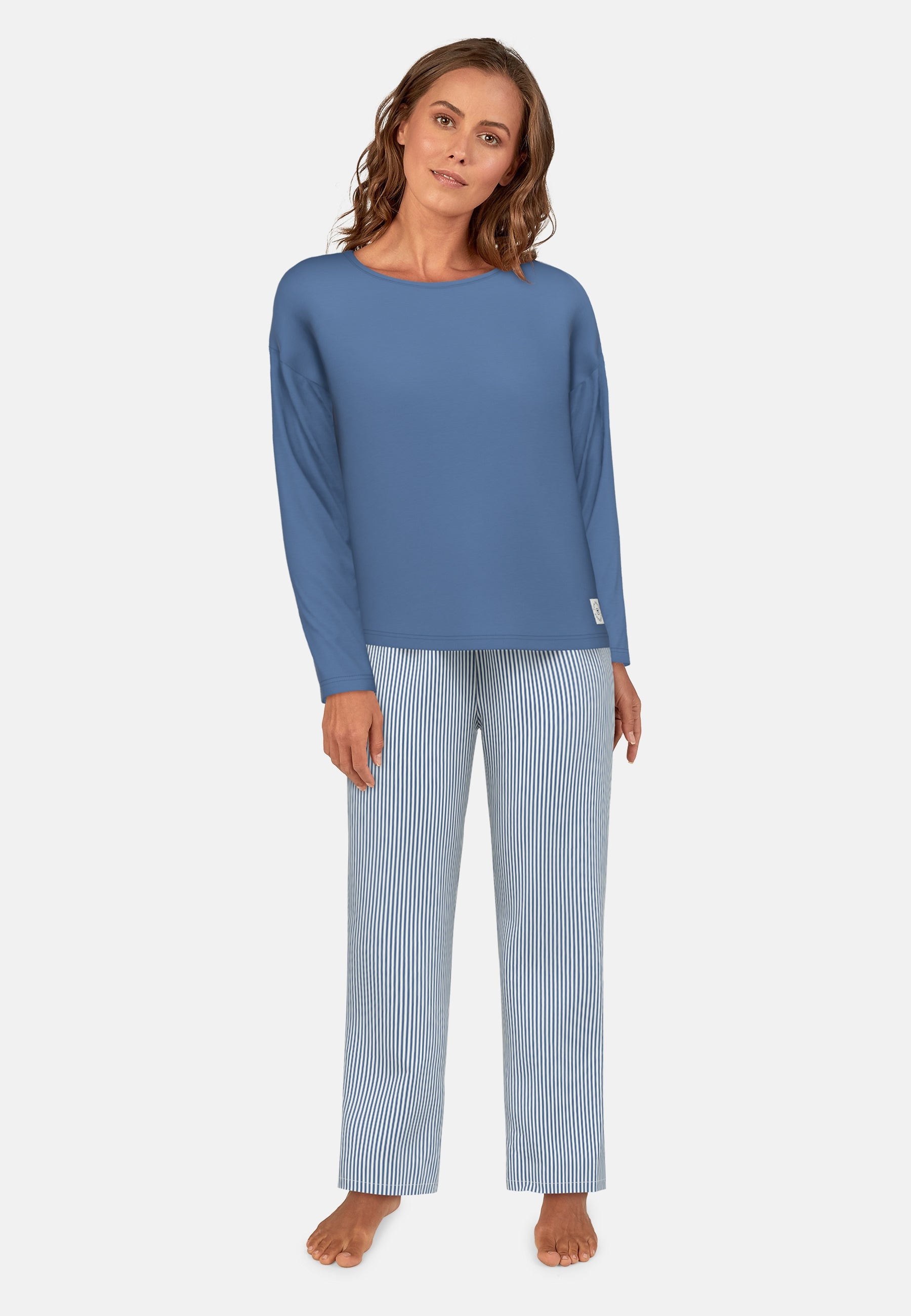 Image of TOM TAILOR Pyjama "Positivism" 2 tlg. Streifendesign, Langarm, Rundhalsausschnitt, lange Hose, Baumwollmix