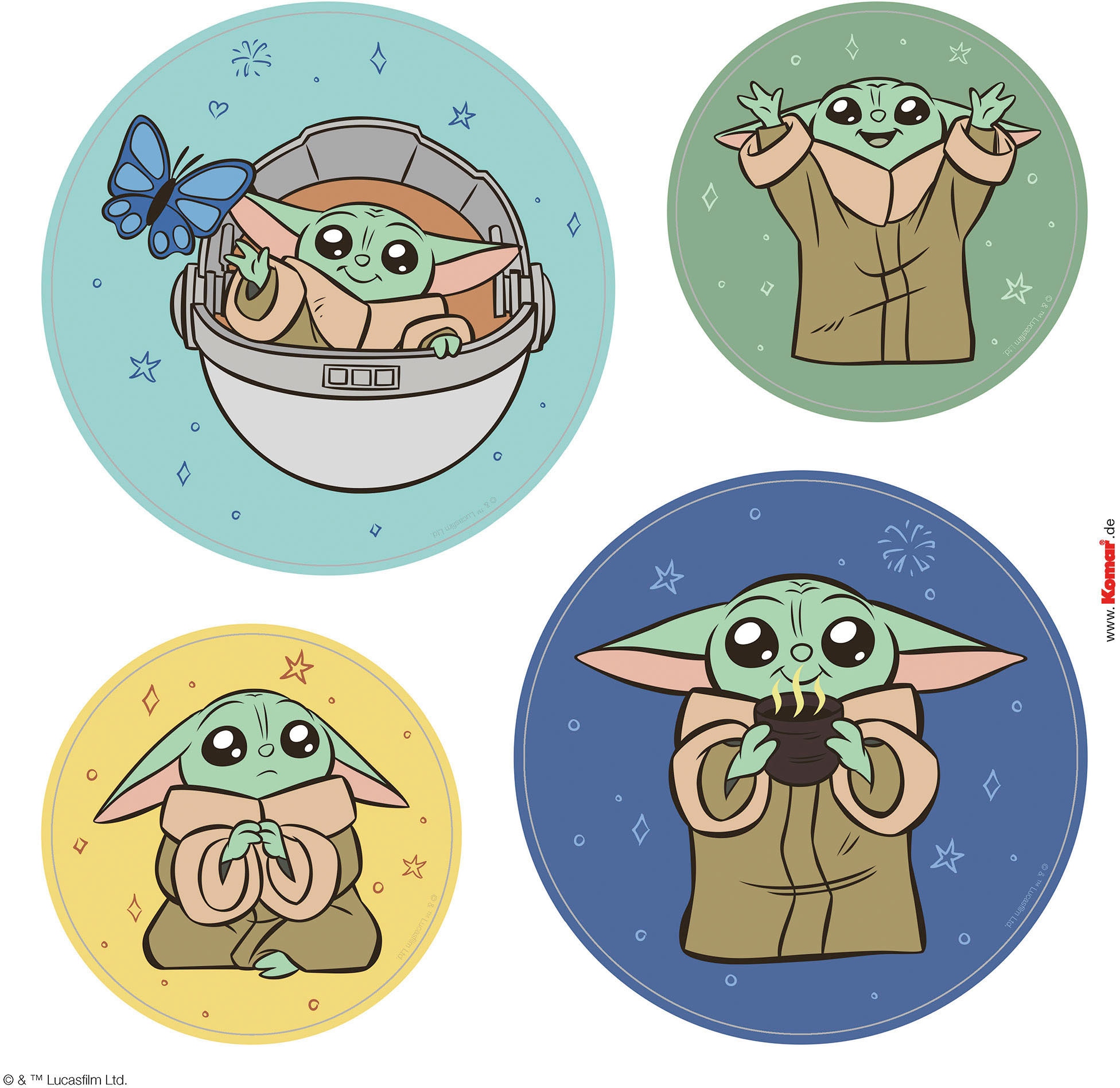 Komar Fensterbild »Grogu - Padawan Bubbles - Grösse 30 x 30 cm, 2 Bogen« Fenstersticker, selbsthaftend