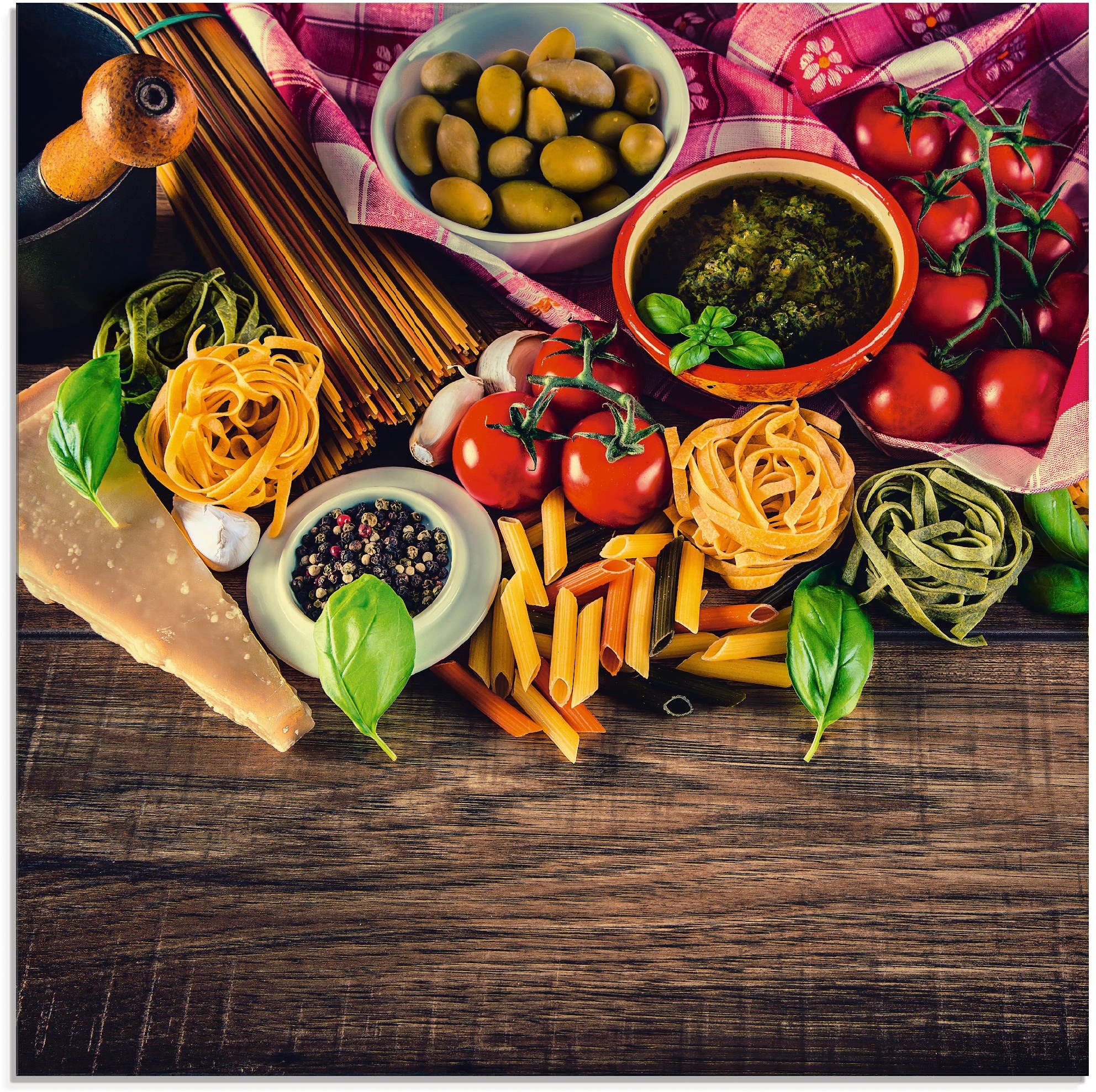 Image of Artland Glasbild »Italienisch mediterrane Lebensmittel«, Lebensmittel, (1 St.) bei Ackermann Versand Schweiz