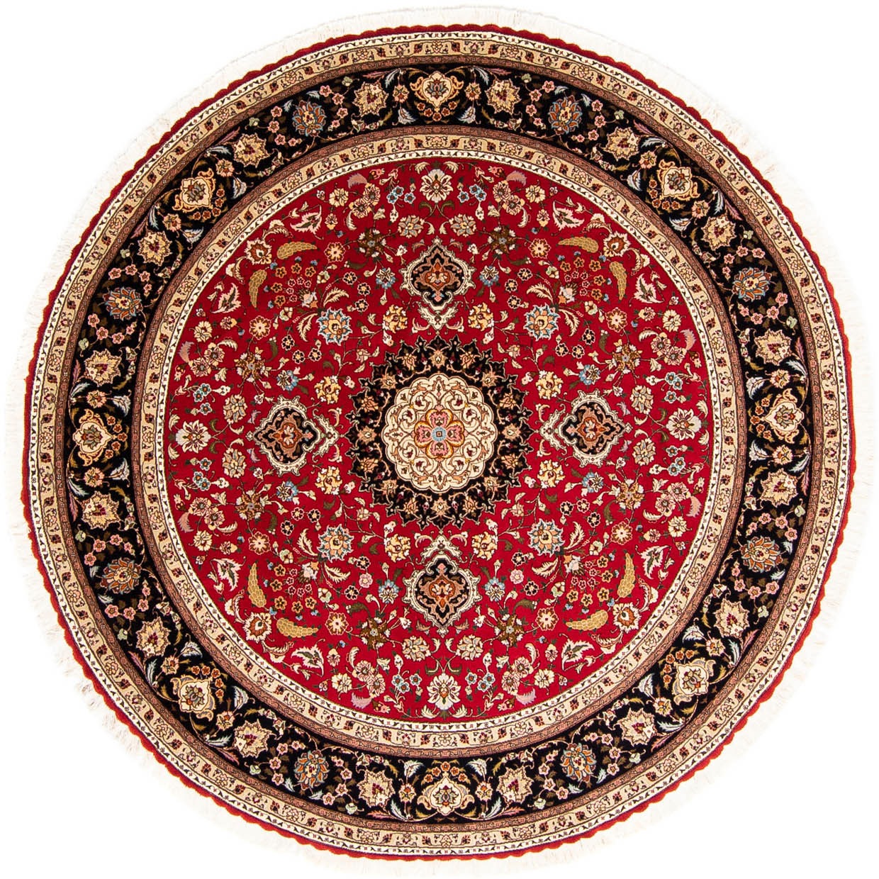 Image of morgenland Orientteppich »Perser - Täbriz - Royal rund - 203 x 203 cm - dunkelrot«, rund, 7 mm Höhe, Wohnzimmer, Handgeknüpft, Einzelstück mit Zertifikat bei Ackermann Versand Schweiz
