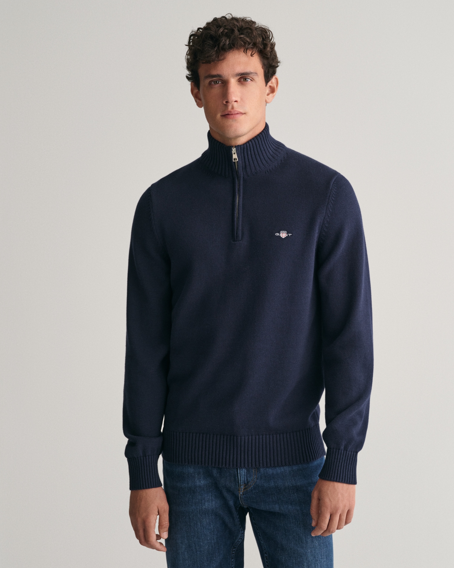 Gant Troyer »CASUAL COTTON HALF ZIP«, mit grafischer Logostickerei auf der Brust