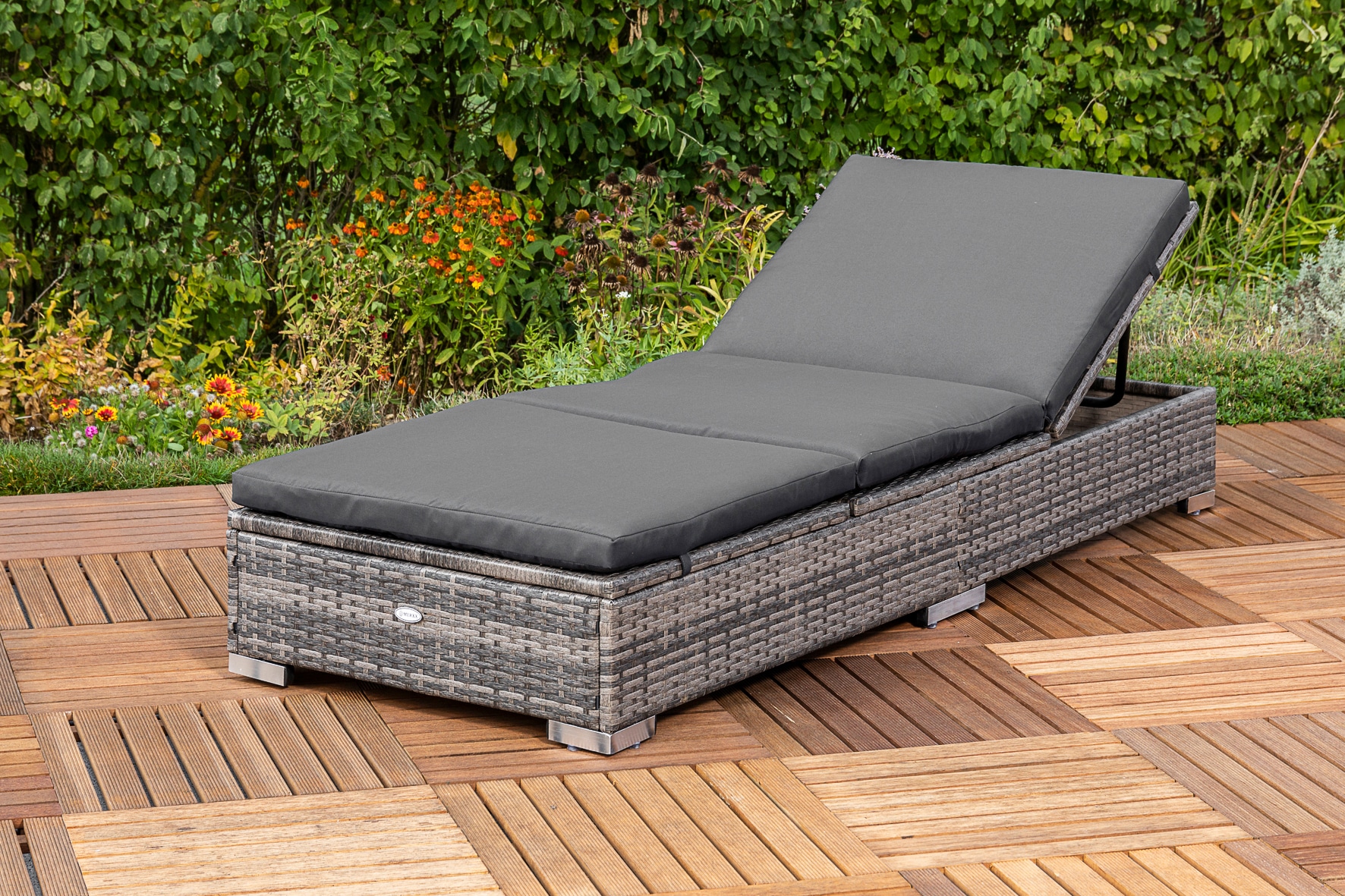 Image of MERXX Gartenliege "TOPSELLER" pulverbeschichteter Stahl, Polyrattan, verstellbar