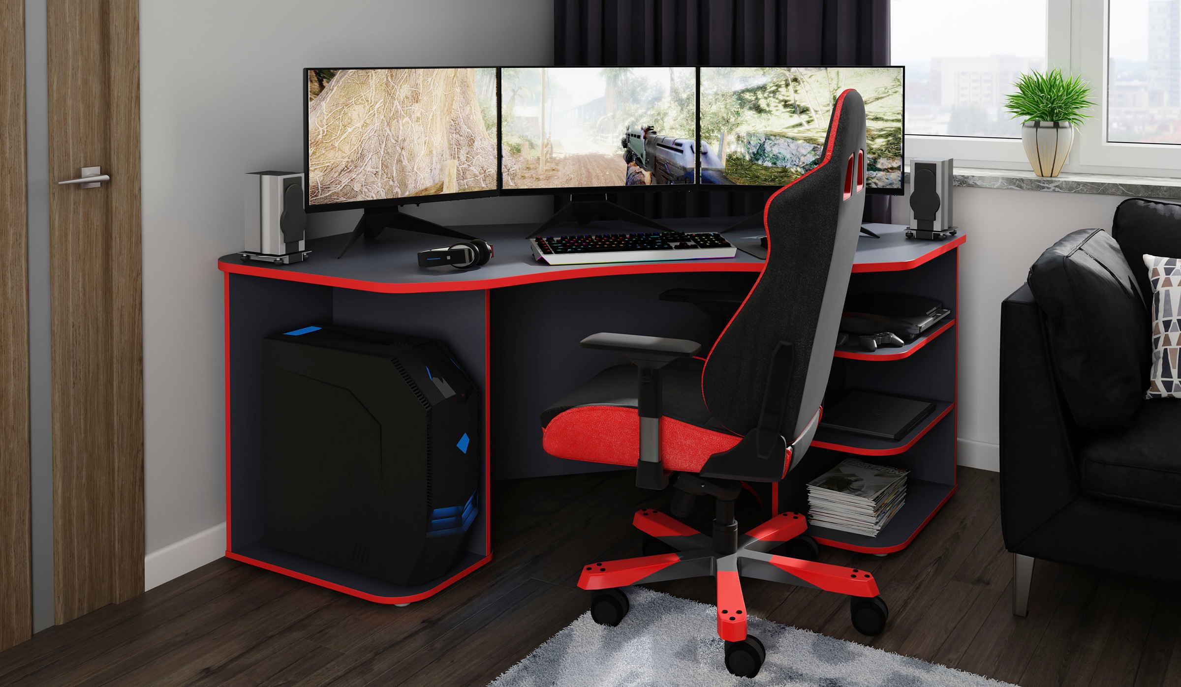 byLIVING Gamingtisch "Thanatos" Breite 198 cm, moderner Eckschreibtisch