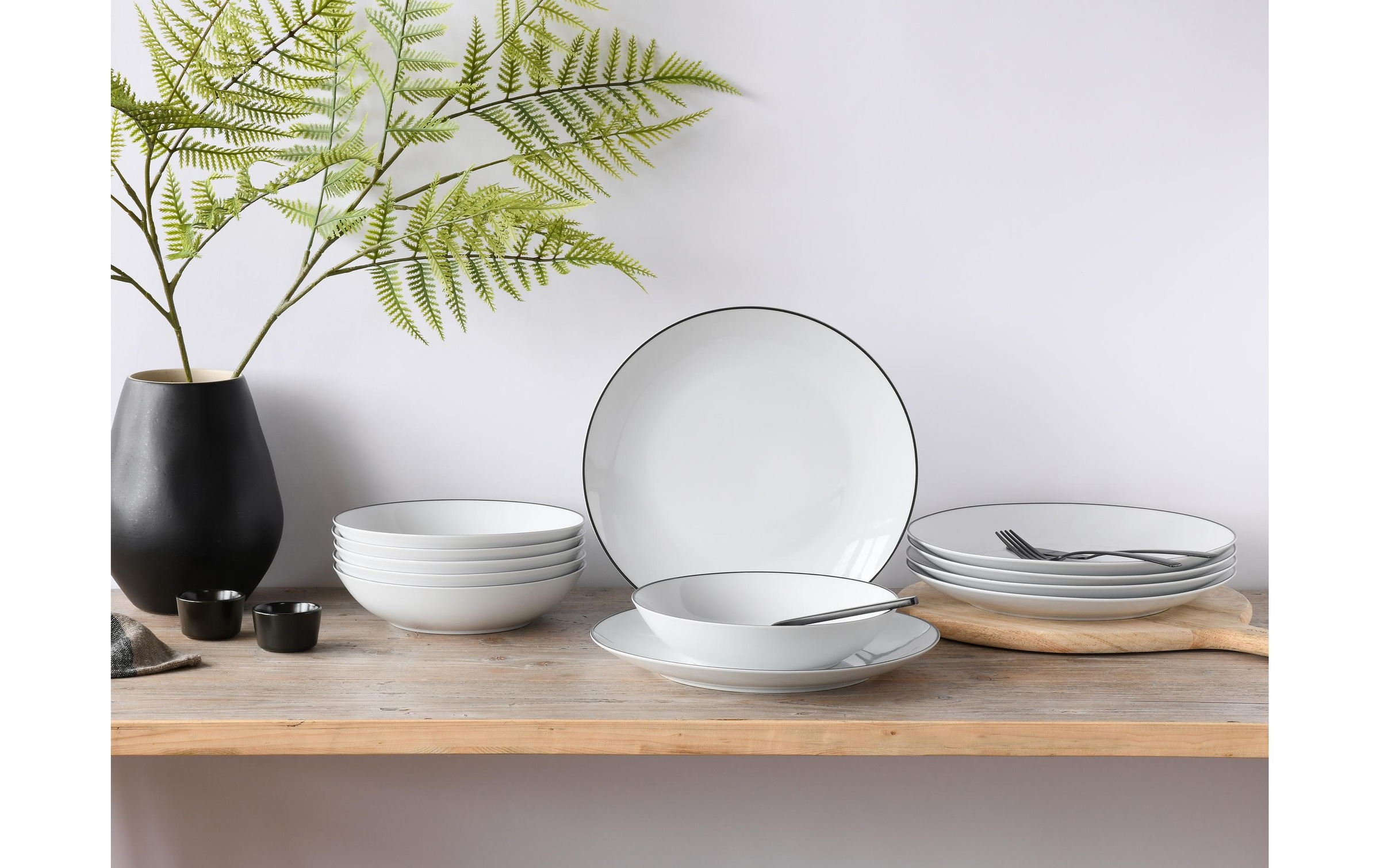 CreaTable Service combiné »Teller-Set Schwarz/Weiss«