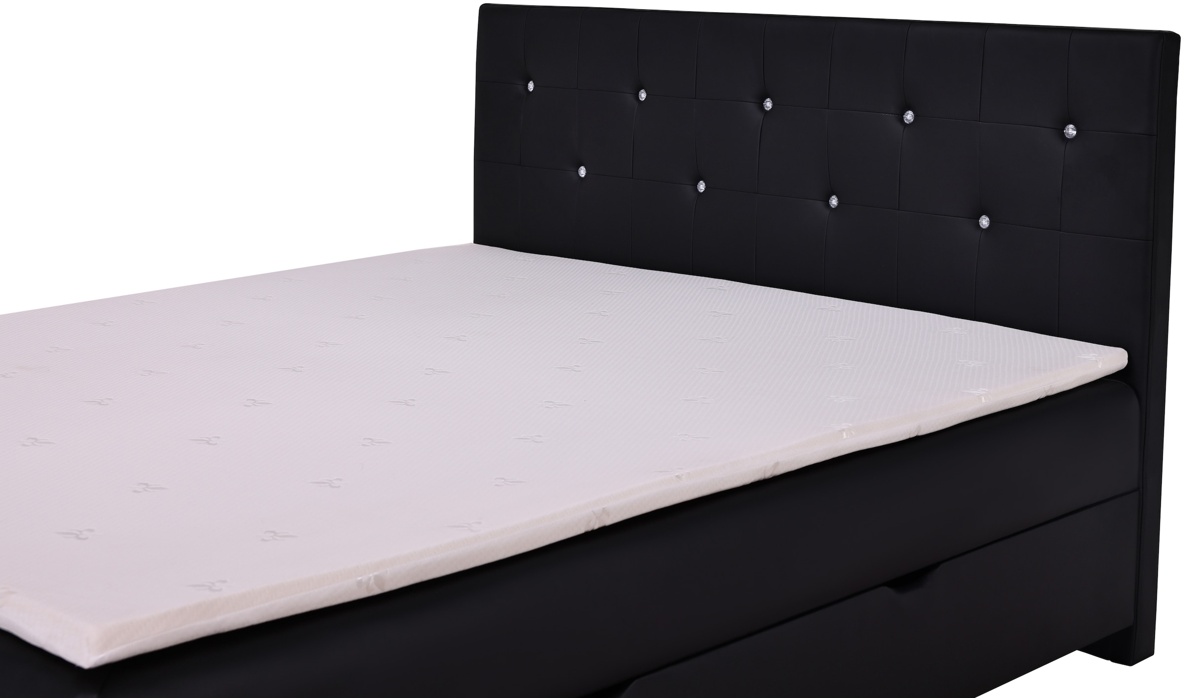 Home affaire Boxbett »Big Noux aus schwarzem Kunstleder mit Kristallsteinen im Kopfteil« inkl. Bettkasten, erhältlich in der Grösse 180x200cm