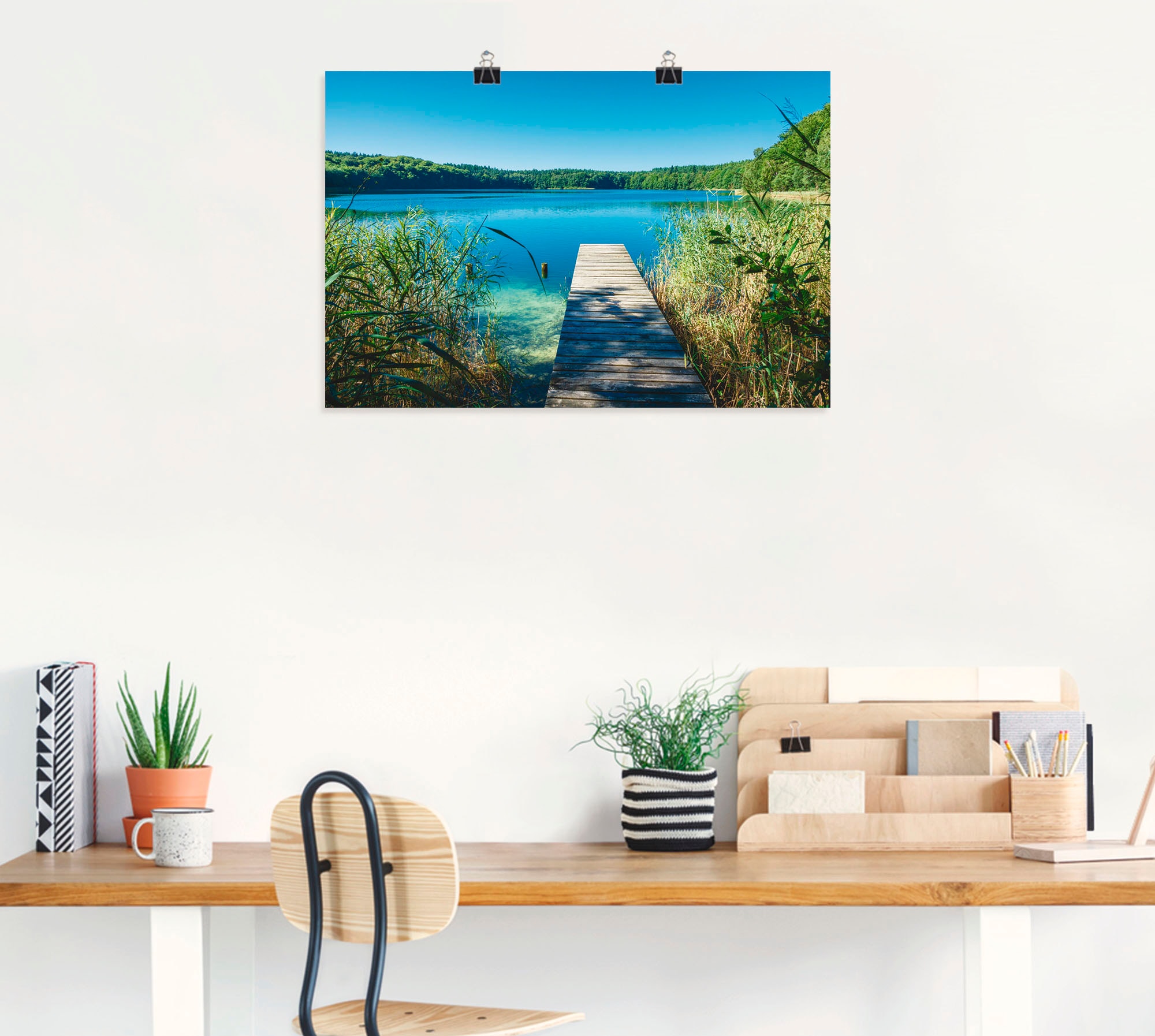 Artland Wandbild »Landschaft am See Steg«, Gewässer, (1 St.), als Alubild,  Leinwandbild, Wandaufkleber oder Poster in versch. Grössen jetzt kaufen