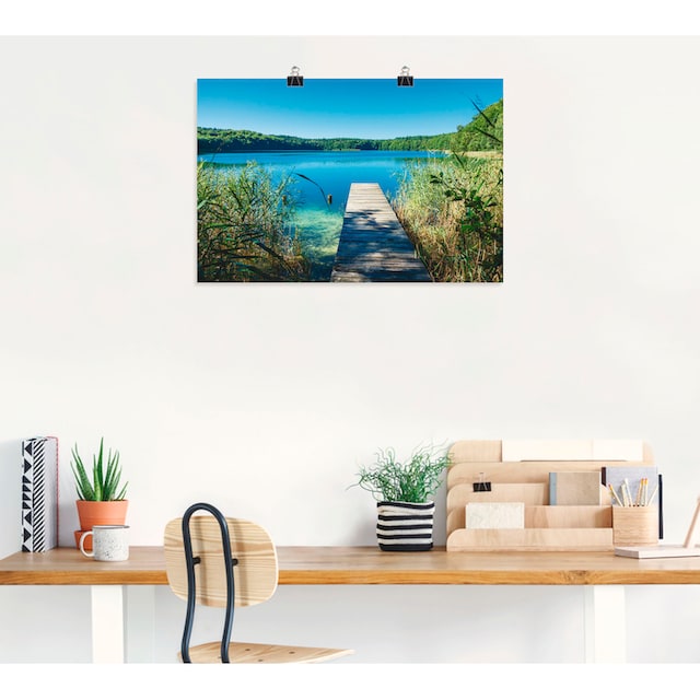 Artland Wandbild »Landschaft am See Steg«, Gewässer, (1 St.), als Alubild,  Leinwandbild, Wandaufkleber oder Poster in versch. Grössen jetzt kaufen
