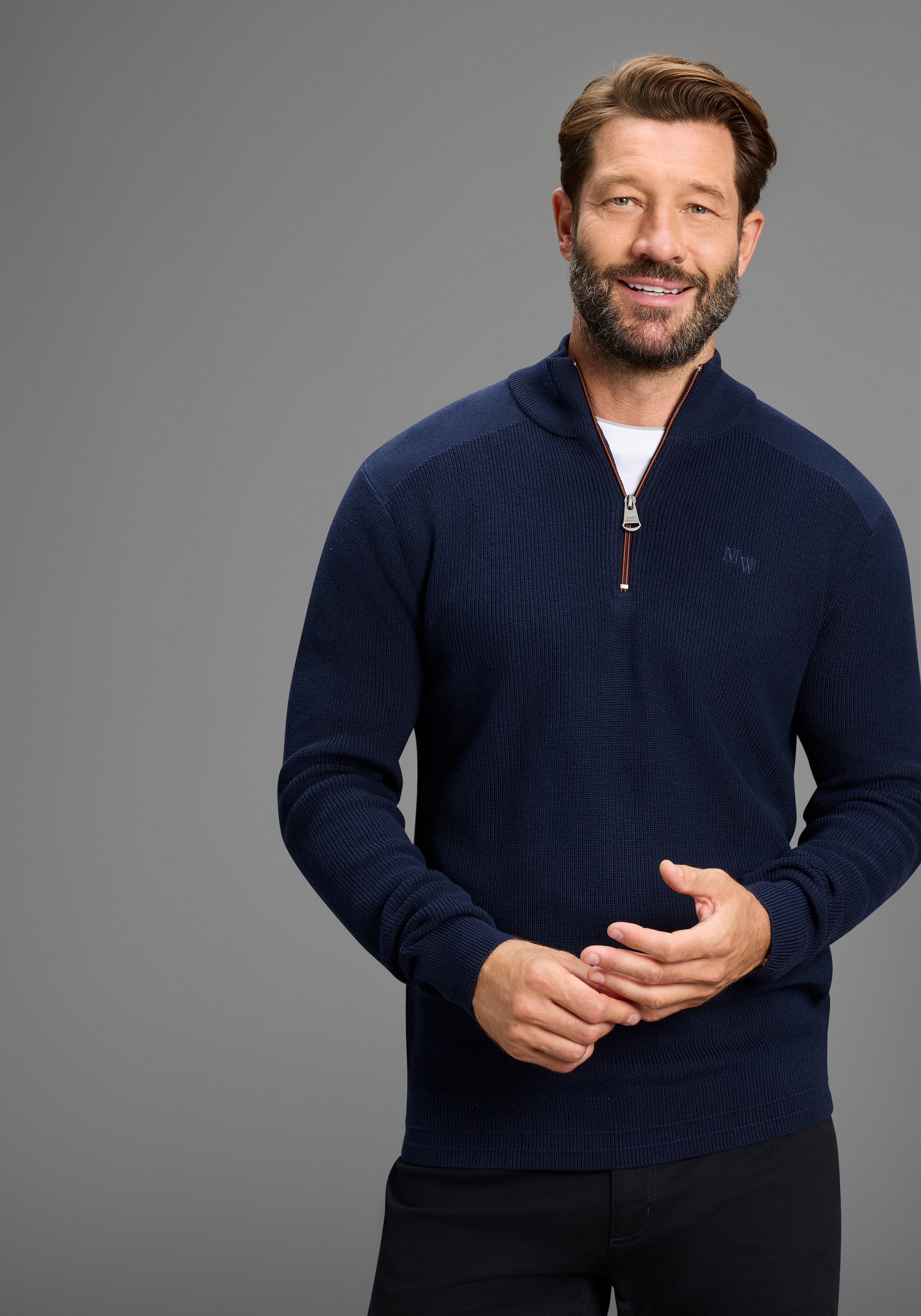 Man's World Troyer »Neue Kollektion ! Highlight kontrastfarbener Reissverschluss!« Feinstrick Rippe, ideal für die Übergangszeit