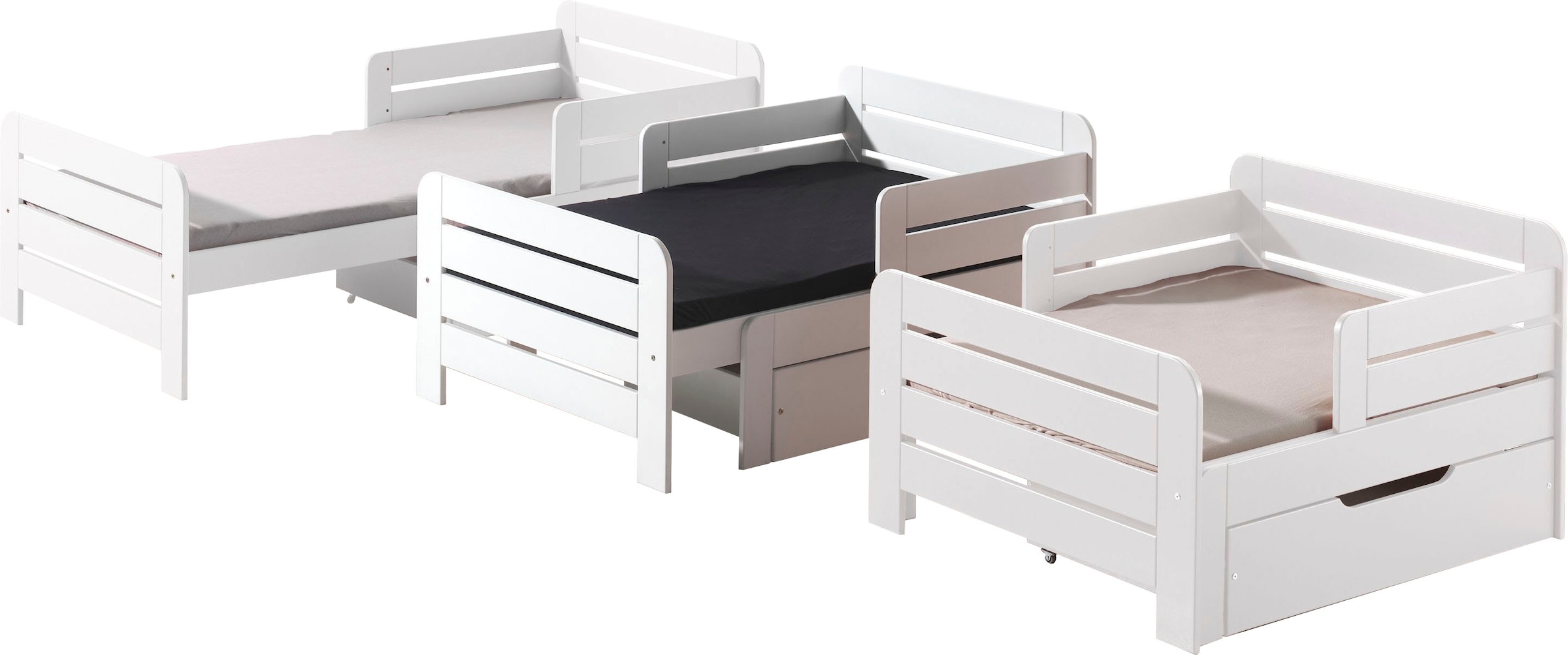 Vipack Einzelbett Packung, Made in Europe,  Kinderbett, Länge 140 bzw. 160 und 200 cm, in Weiss oder Grau lackiert