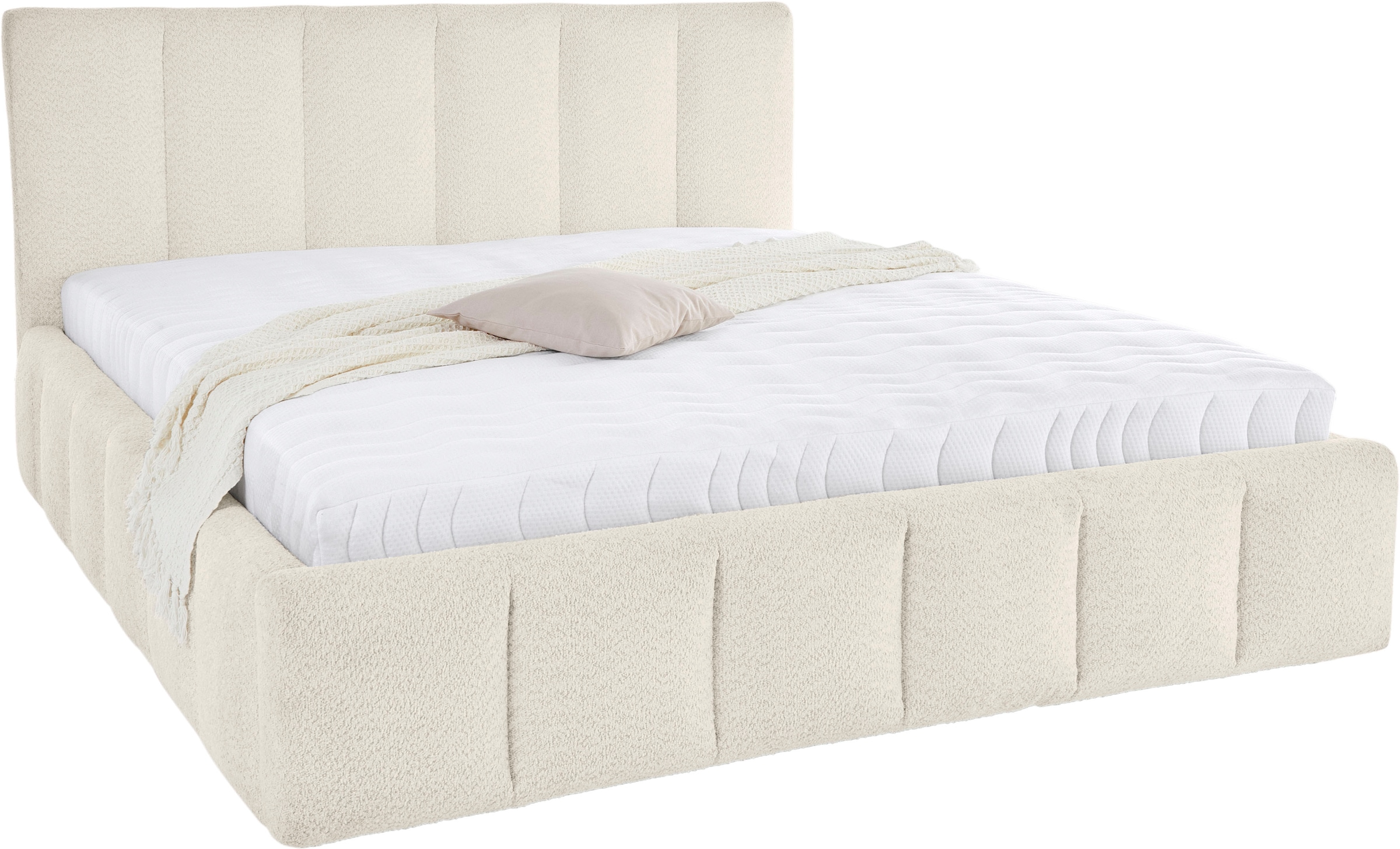 homsy by Ana Johnson Lit rembourré »Somny wahlweise mit Bettkasten, erhältlich in verschiedenen Breiten« luxurious gepolstertes Kopfteil und Rahmen, Bezug mit Bouclécharakter