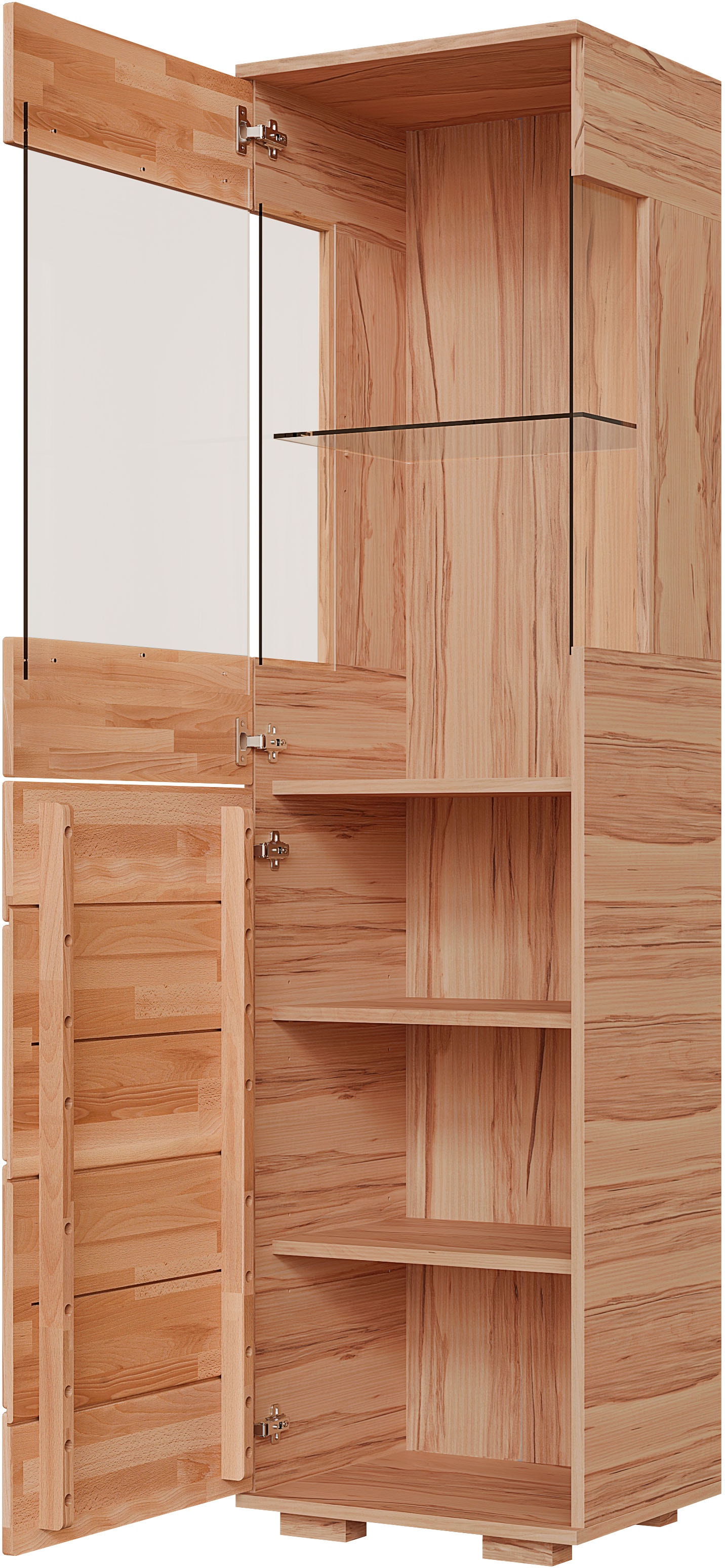 GOODproduct Vitrine »VETRO: Fronten aus Massivholz, Korpus aus Melamin, 1Glastür« Kernbuche B/T/H:50/40/190cm, 3Variable einlegeboden, Türanschlag L/R
