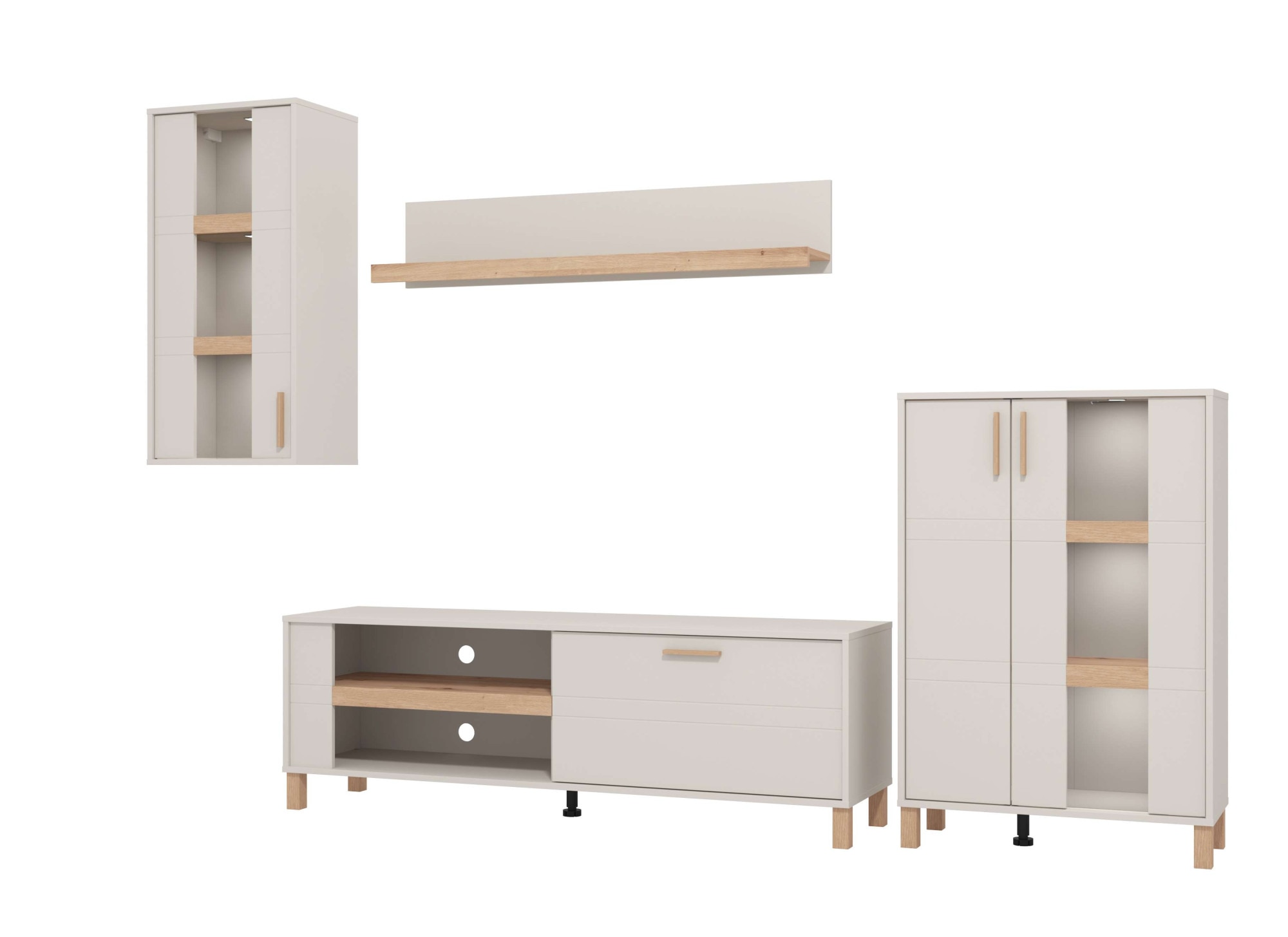 Home affaire Wohnwand »Sheffield, inkl. TV-Board, Highboard, Hängevitrine und Wandregal« Komplett-Set, 4 Stk. tlg.