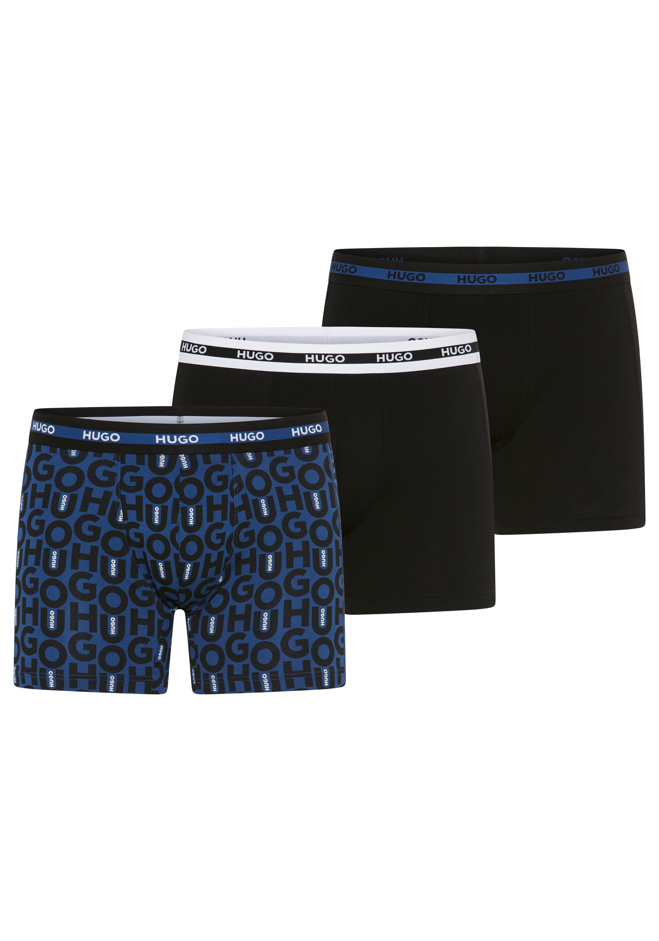 Image of HUGO Underwear Boxershorts "BOXER BR PLANET DES" 3 Stk. elastischer Bund mit Logo, aus Stretch-Baumwolle, enganliegend