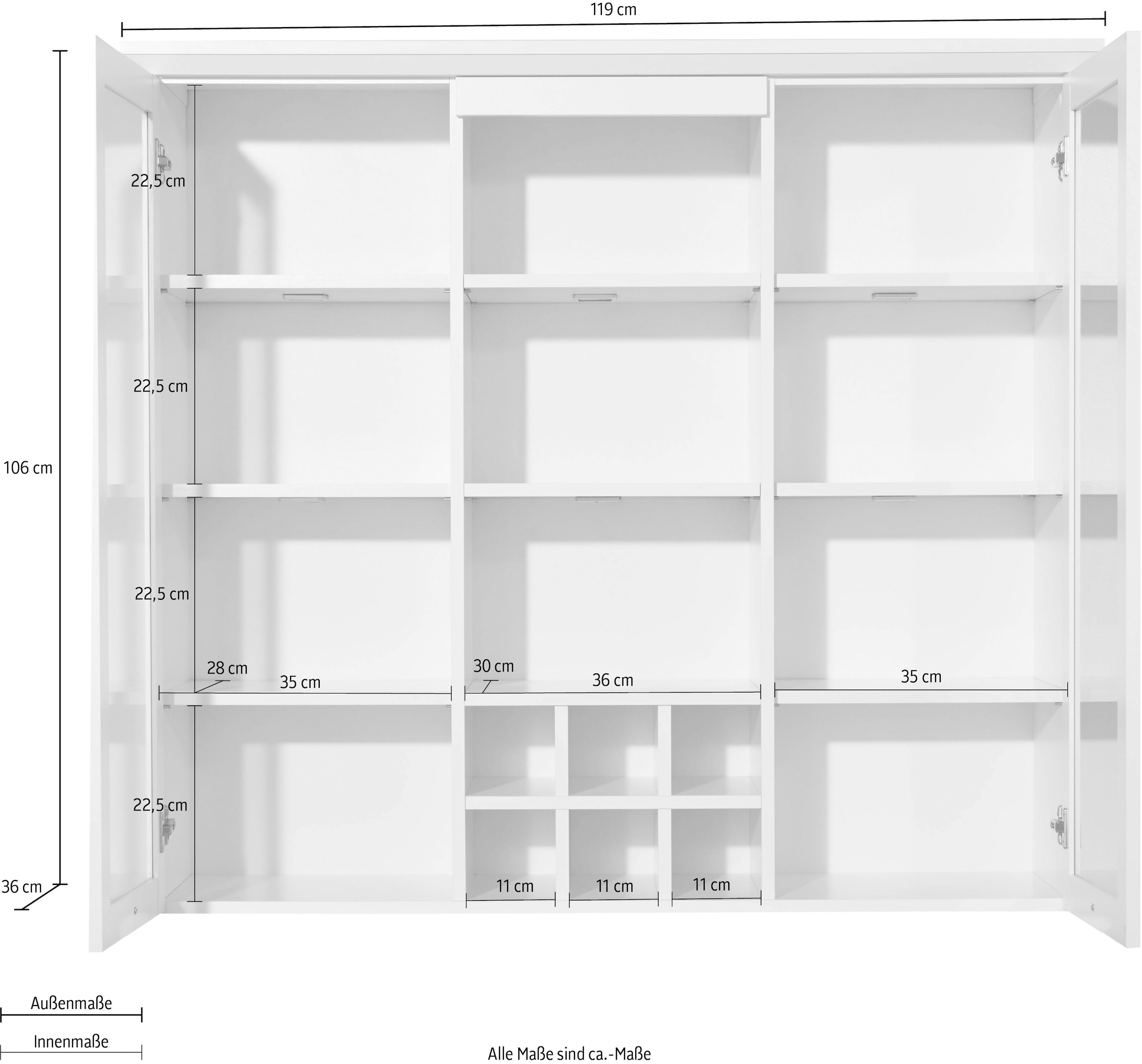 Home affaire Support pour buffet »Örebro« 1 cuis tlg. Buffetaufsatz mit 2 Türen & 9 Fächern - (B/T/H) 119/36/106 cm
