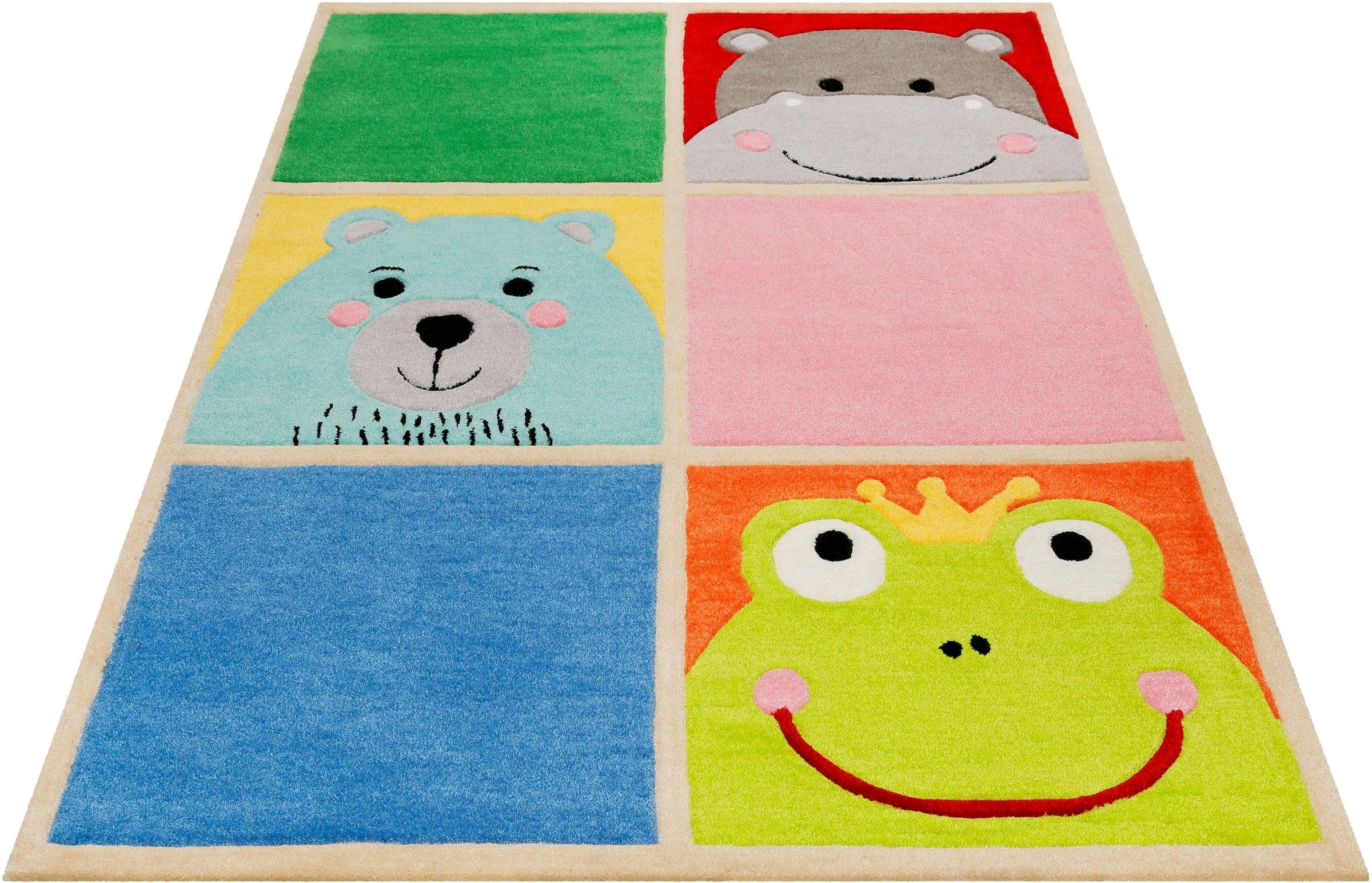 Image of SMART KIDS Kinderteppich »What's Up!?«, rechteckig, 9 mm Höhe, Kinder Tier Motive, Konturenschnitt bei Ackermann Versand Schweiz