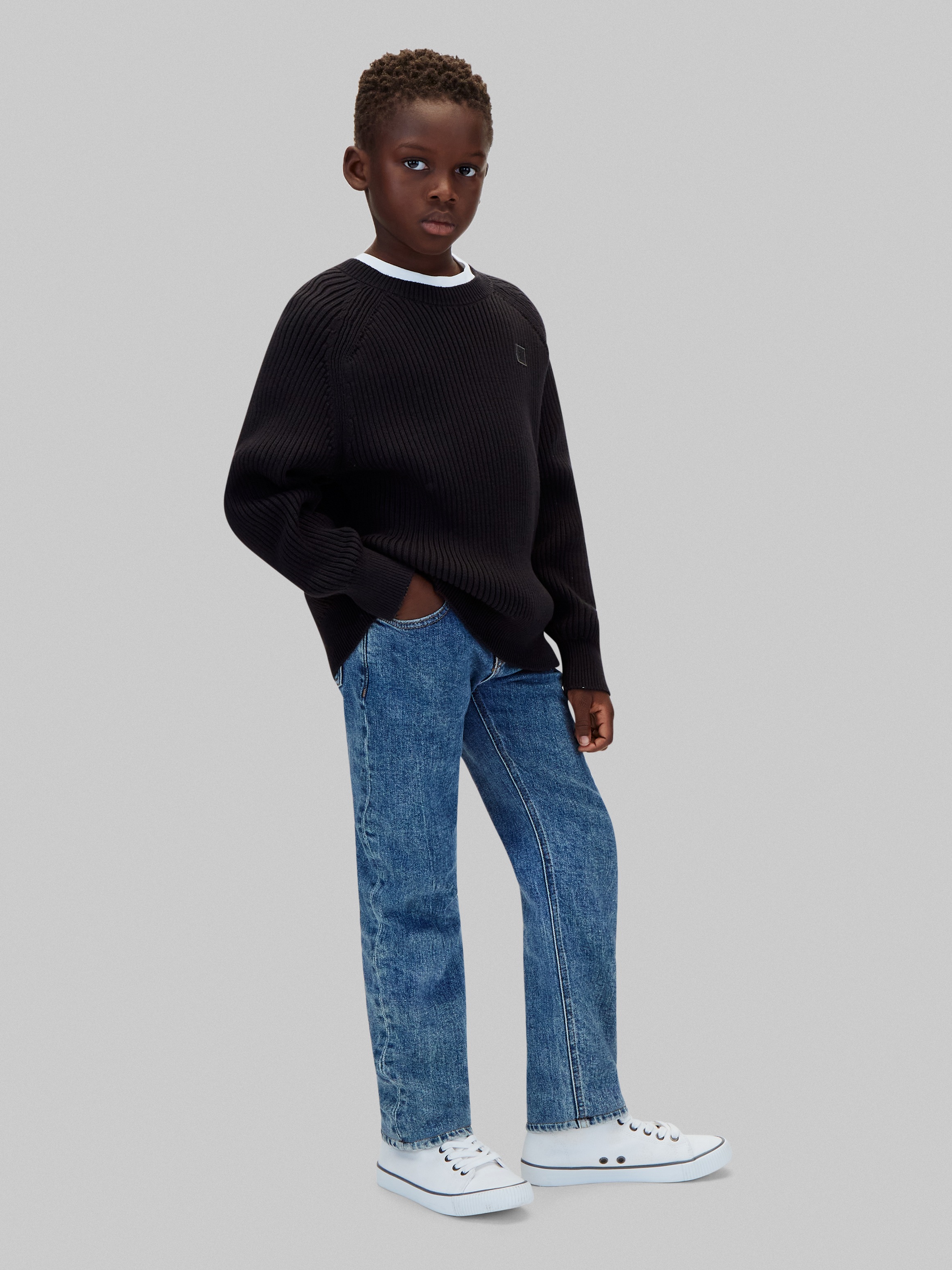 Calvin Klein Jeans Pull en tricot Manches raglan, coupe régulière, coton pur