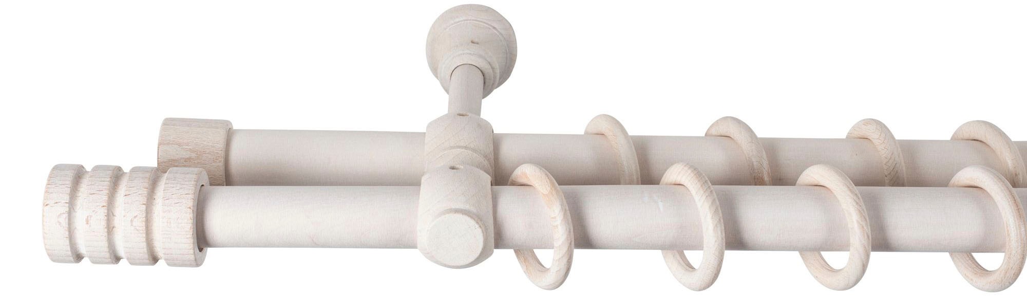 SN DECO GROUP Tringle à rideaux »Pisa« 2 course-läufig Dimension fixe 28 mm, bois, différentes longueurs et couleurs, ensemble complet