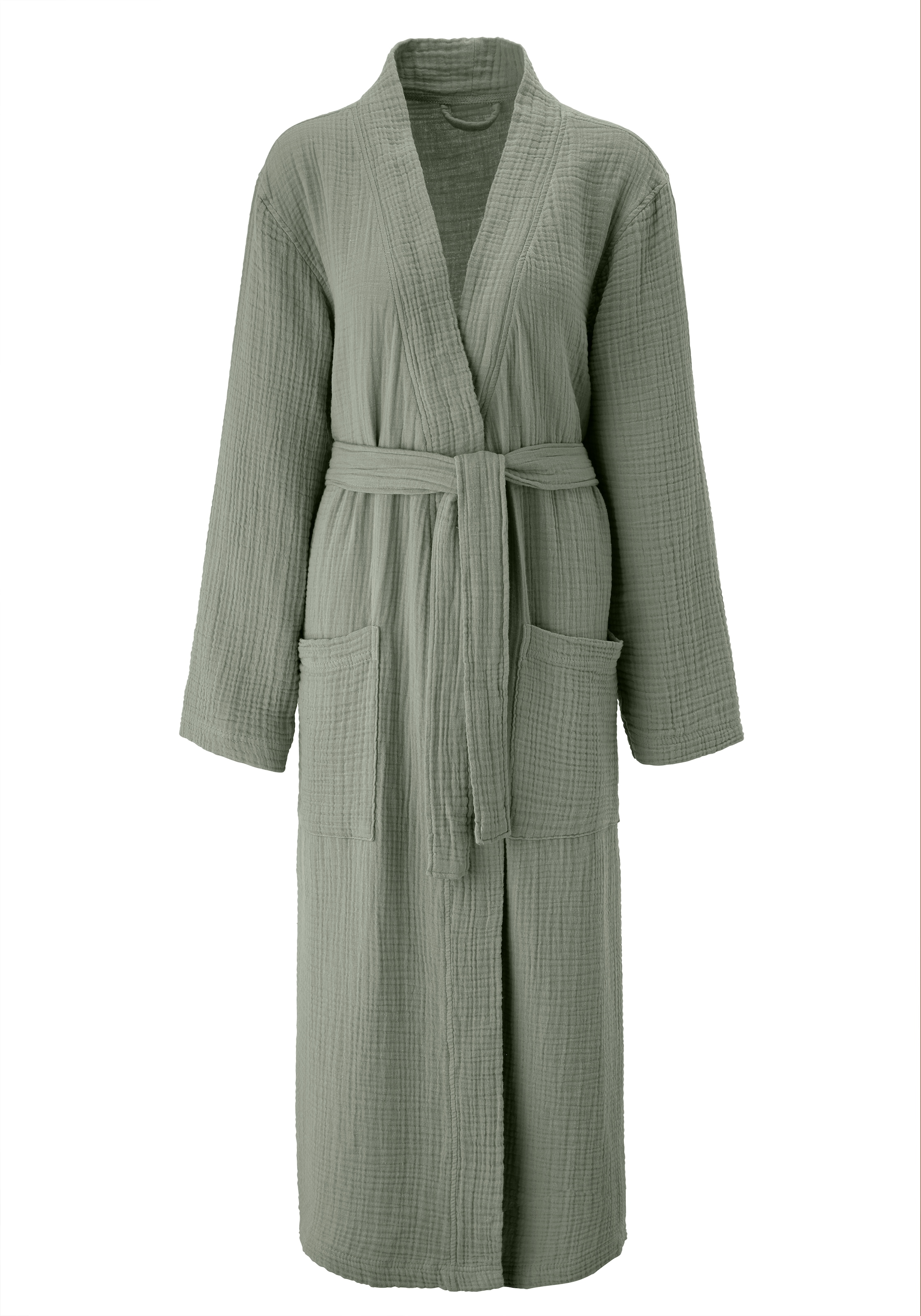 my home Peignoir de bain »Juna Musselin, ideal für Sauna & Spa, Hotelbademantel, Morgenmantel« 1 cuis tlg., modern, leichte Qualität, 100% Baumwolle