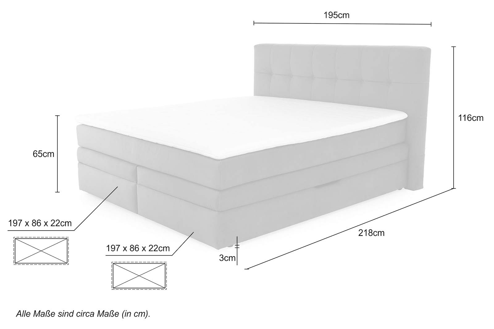 Jockenhöfer Gruppe Boxspringbett »AMY mit Bettkasten, inkl. Taschenfederkernmatratze Härtegrad H3-H4« mit 6 cm Kaltschaum-Topper, Samt-Bezug, 180x200 und 200x200 cm
