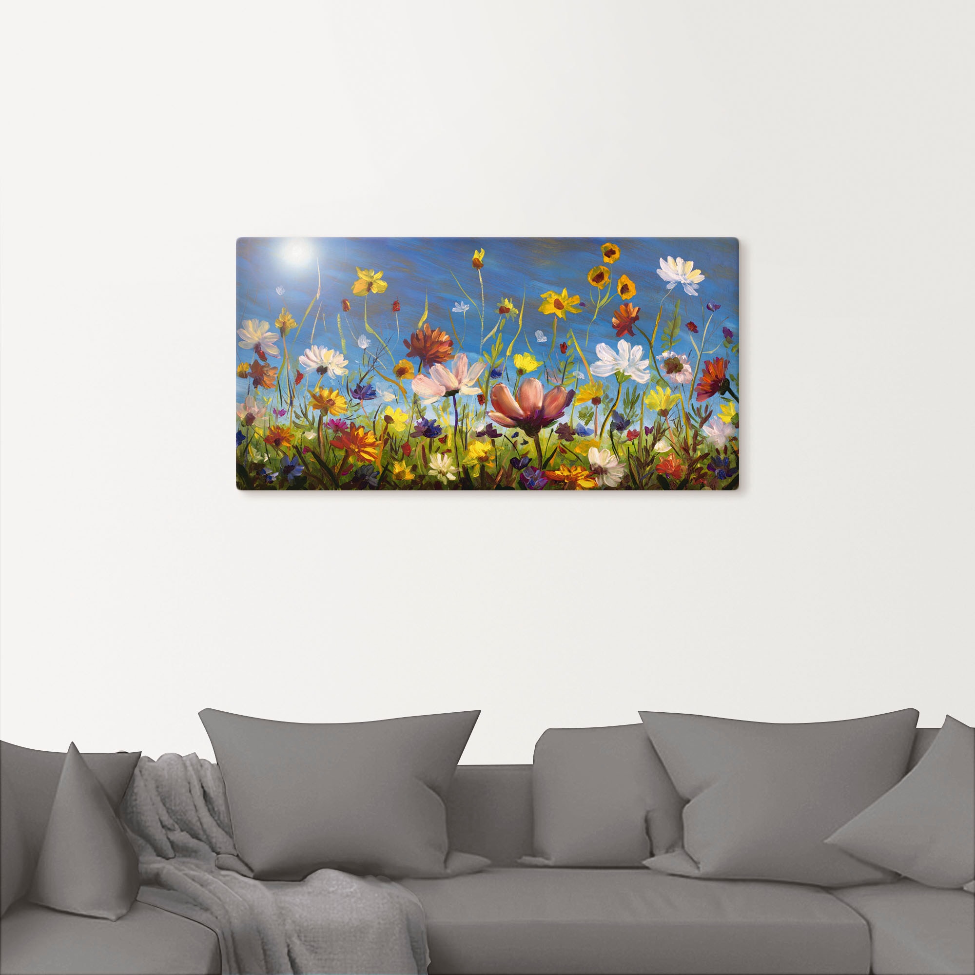 Artland Wandbild »Wildblumenwiese blauer Himmel«, Blumenwiese, (1 St.), als Alubild, Outdoorbild, Leinwandbild, Poster, Wandaufkleber