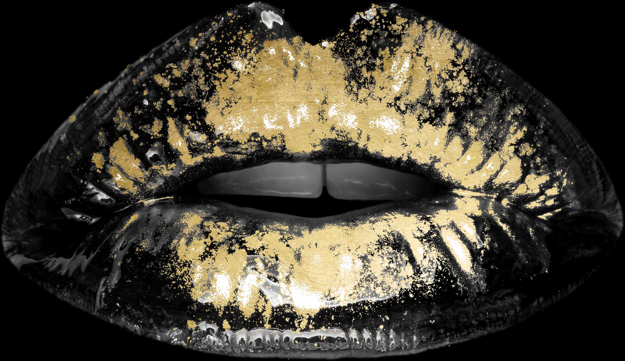 Image of queence Acrylglasbild "Osiris" Bilder von Frauen Fashion Frau Gemälde Gesicht Magazincover Mode Modern 1 Stk. tlg. von Hand eingearbeitete Blattgold Applikationen