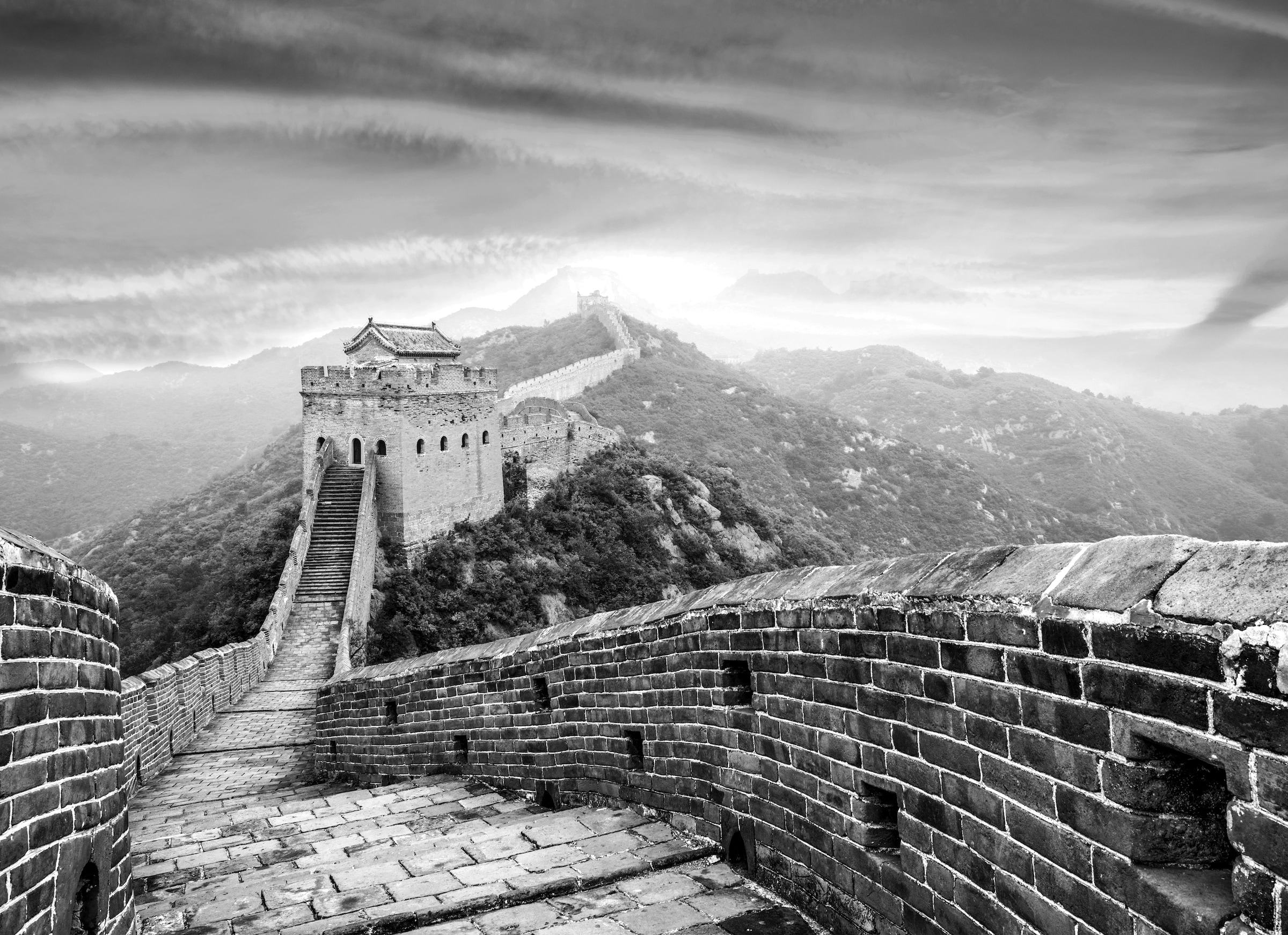 Image of Papermoon Fototapete "Chinesische Mauer Schwarz & Weiss"