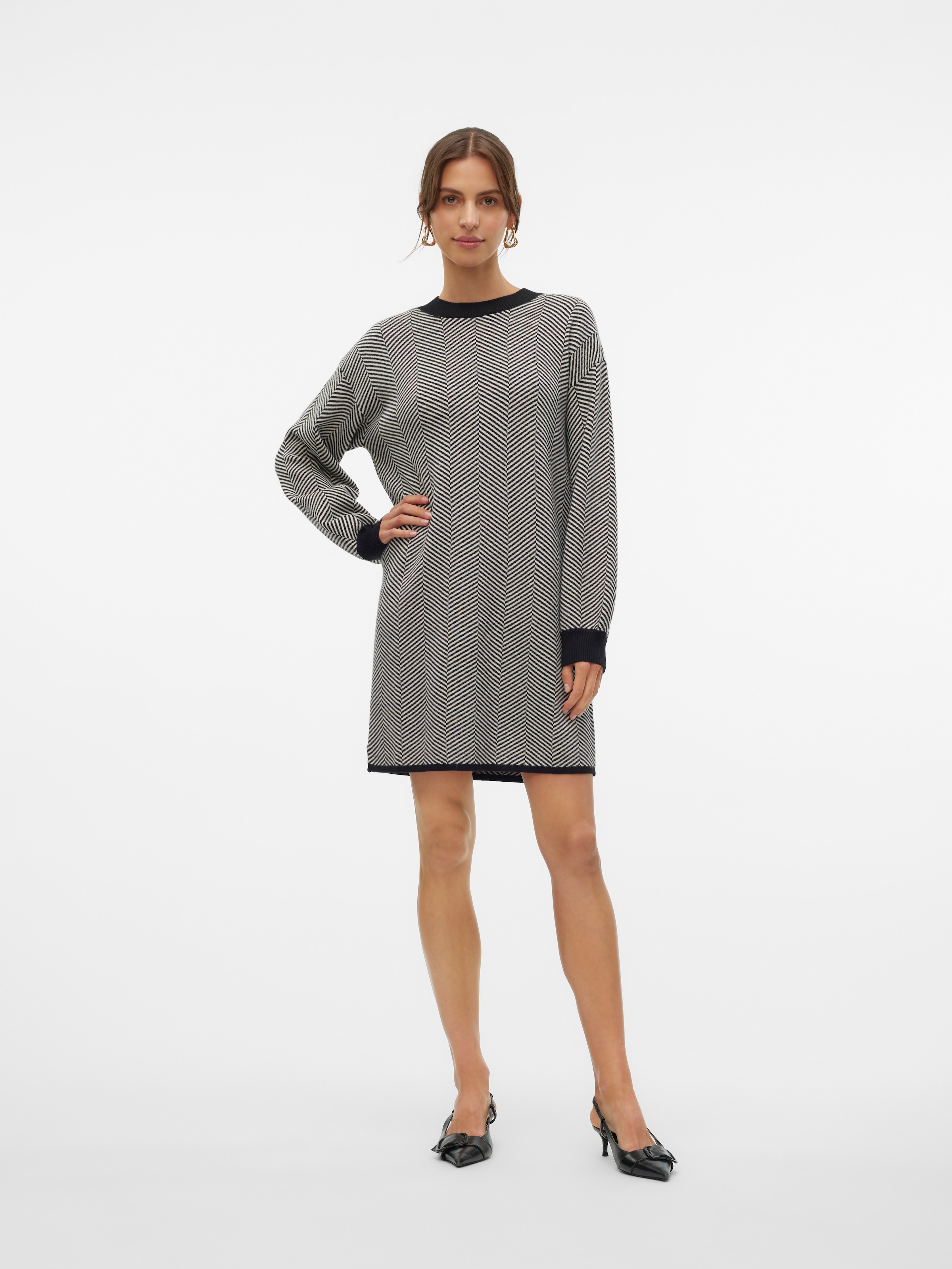 Vero Moda Strickkleid »VMBLUSH HERRINGBONE LS O-NECK DRESS LCS«