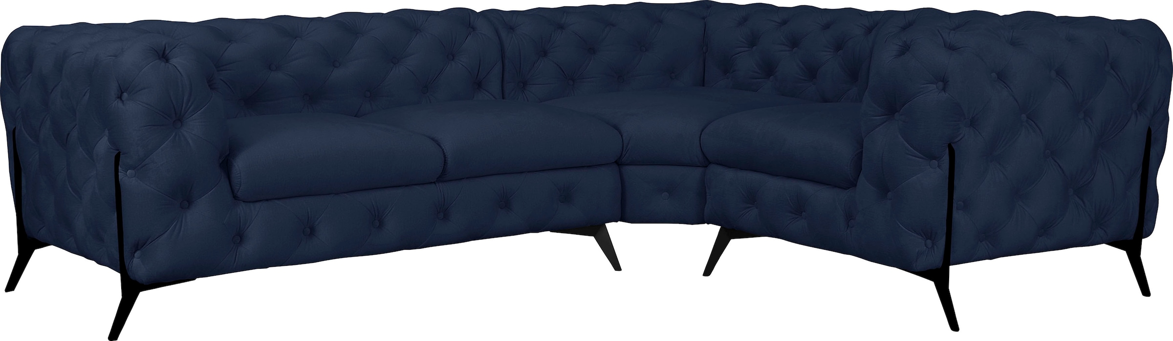Leonique Chesterfield-Sofa »Amaury L-Form«, moderne Chersterfield-Optik, Breite 262 cm, Fussfarbe wählbar