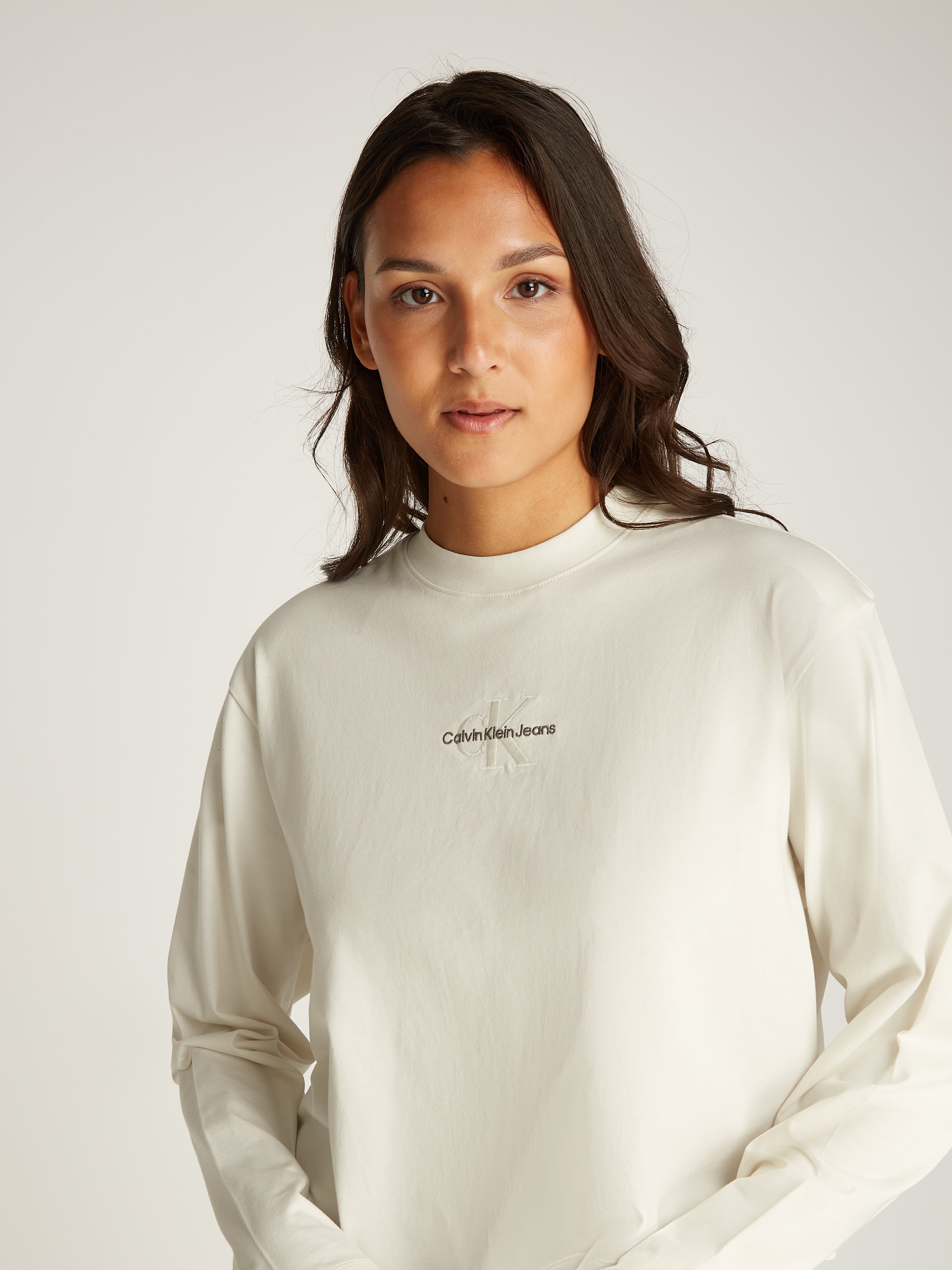 Calvin Klein Jeans Langarmshirt »MONOLOGO LOOSE LS TEE«, mit Logostickerei