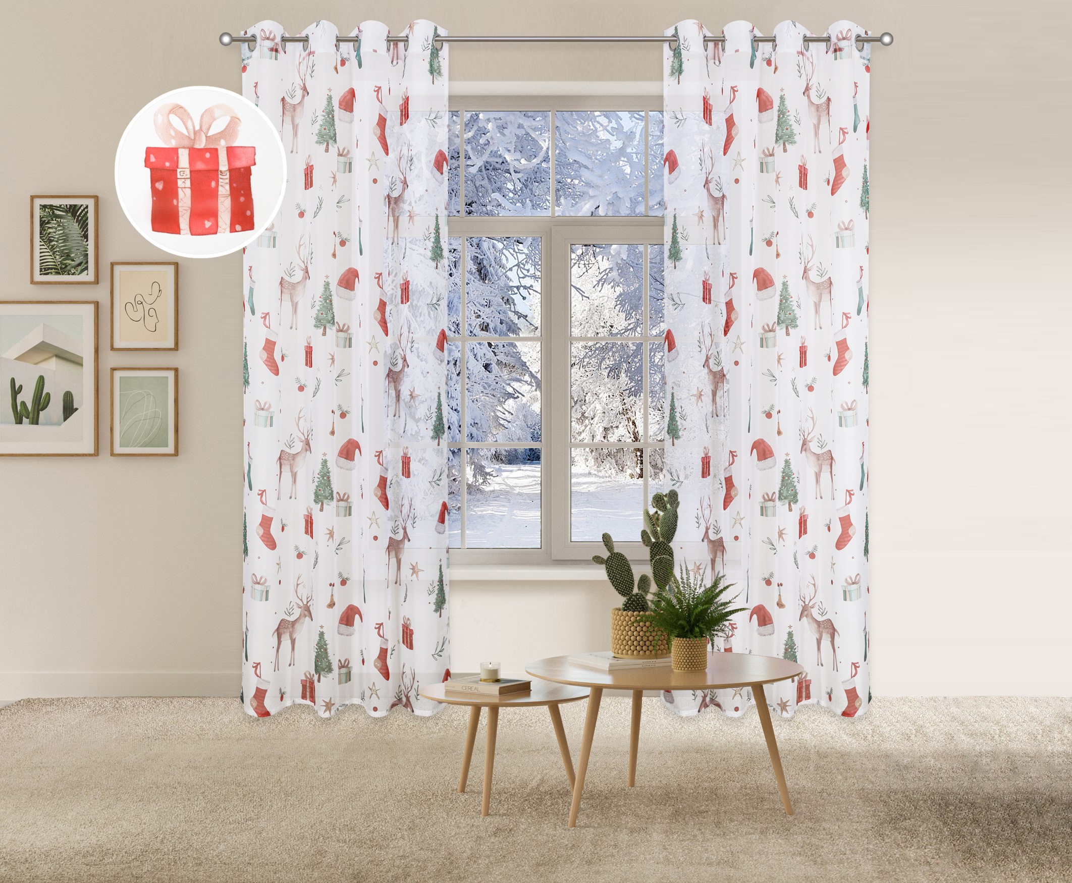 Image of GOODproduct Gardine "Olwyn" Ösen 1 Stk. tlg. weihnachtlich