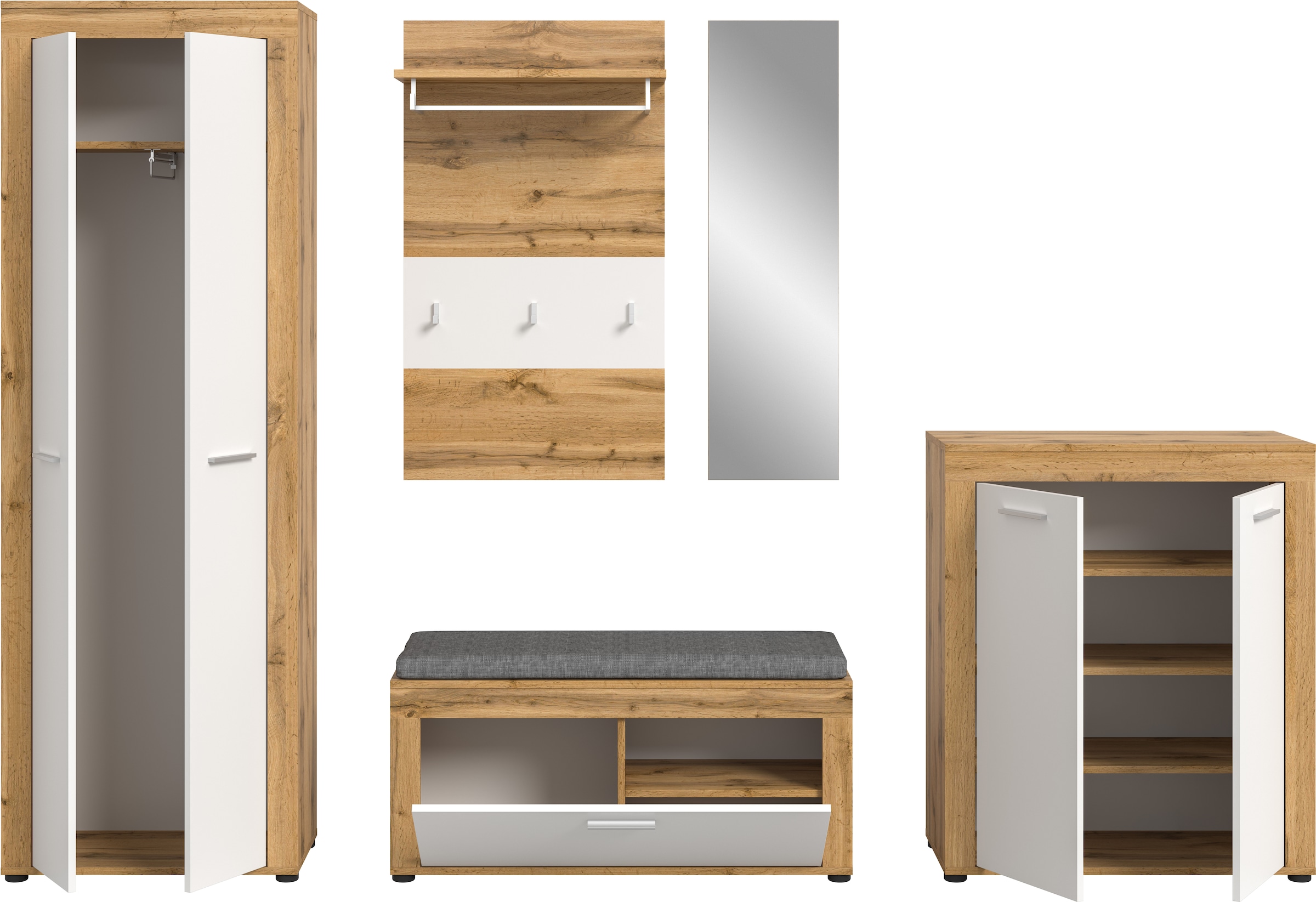 INOSIGN Garderoben-Set »Aosta«, (Set, 6 St.), Aosta, Höhe 191 cm, Garderobenset, Flur, Diele