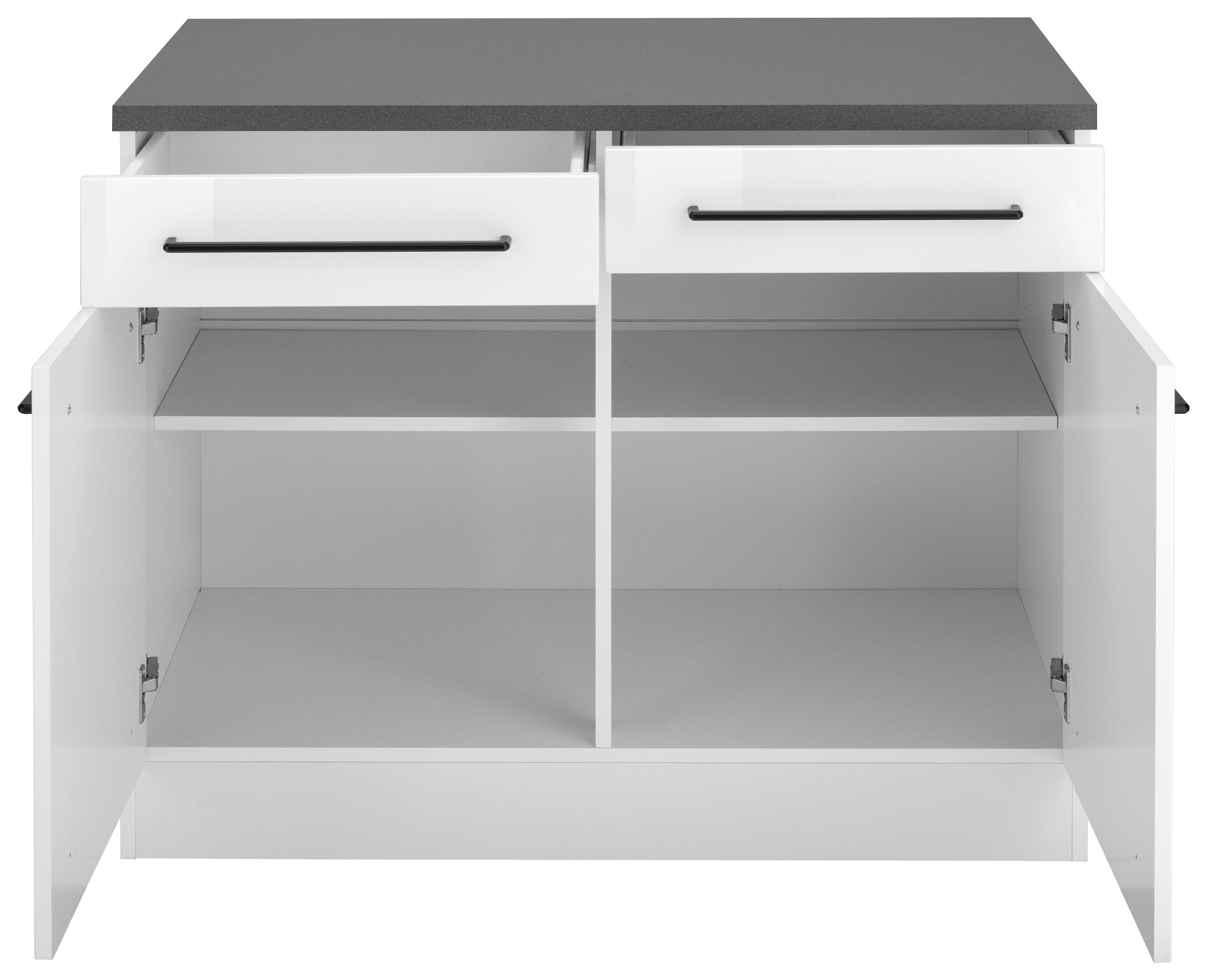 ♕ HELD MÖBEL Front Unterschrank 2 Türen, schwarzer versandkostenfrei 100 cm 2 auf »Tulsa«, Schubkästen, MDF breit, Metallgriff