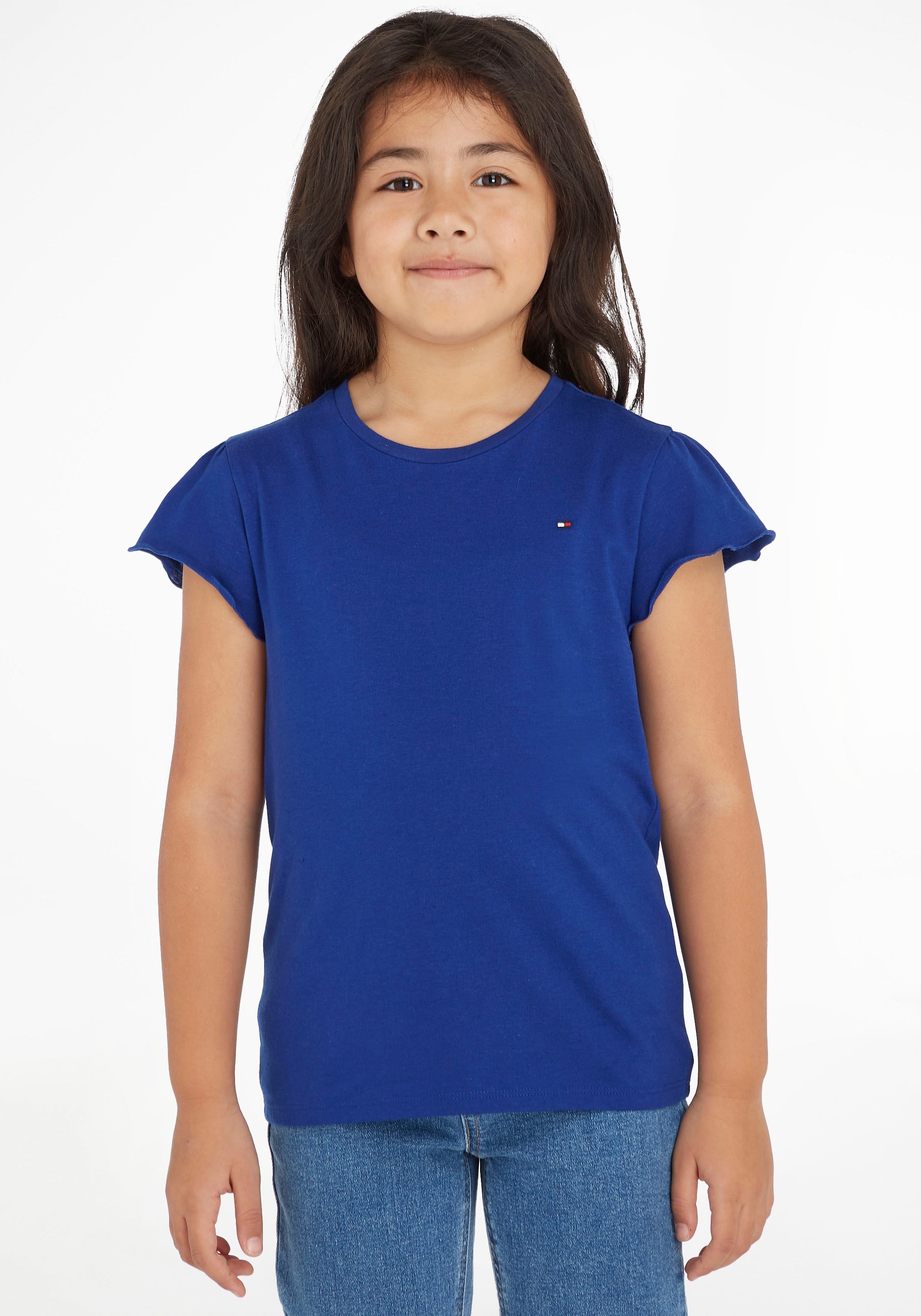Tommy Hilfiger T-Shirt »ESSENTIAL RUFFLE SLEEVE TOP S/S«, Kinder Kids Junior MiniMe,mit dezentem Label