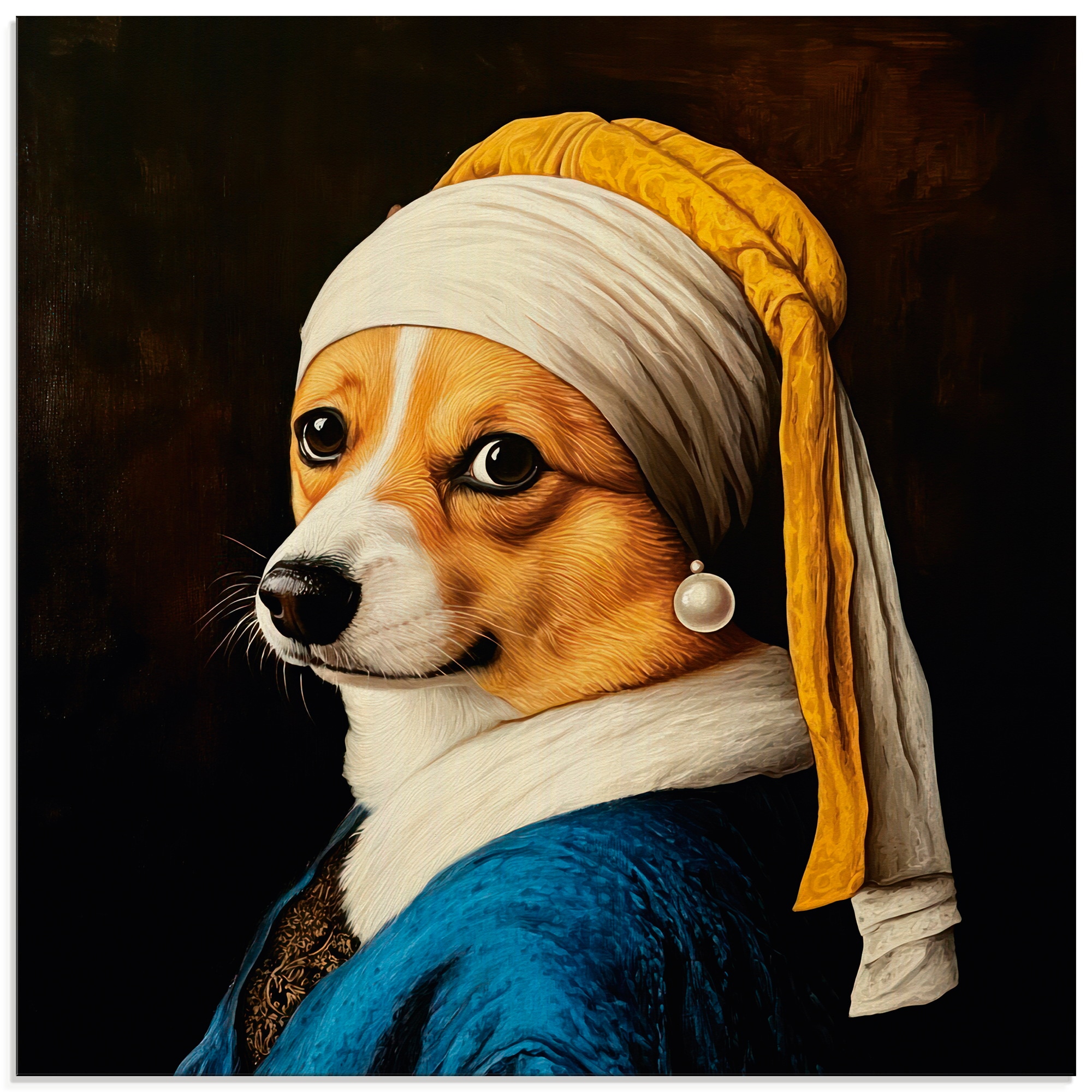 Image of Artland Glasbild "Der Corgi mit dem Perlenohrring" Animal Fantasy 1 Stk. tlg. in verschiedenen Grössen