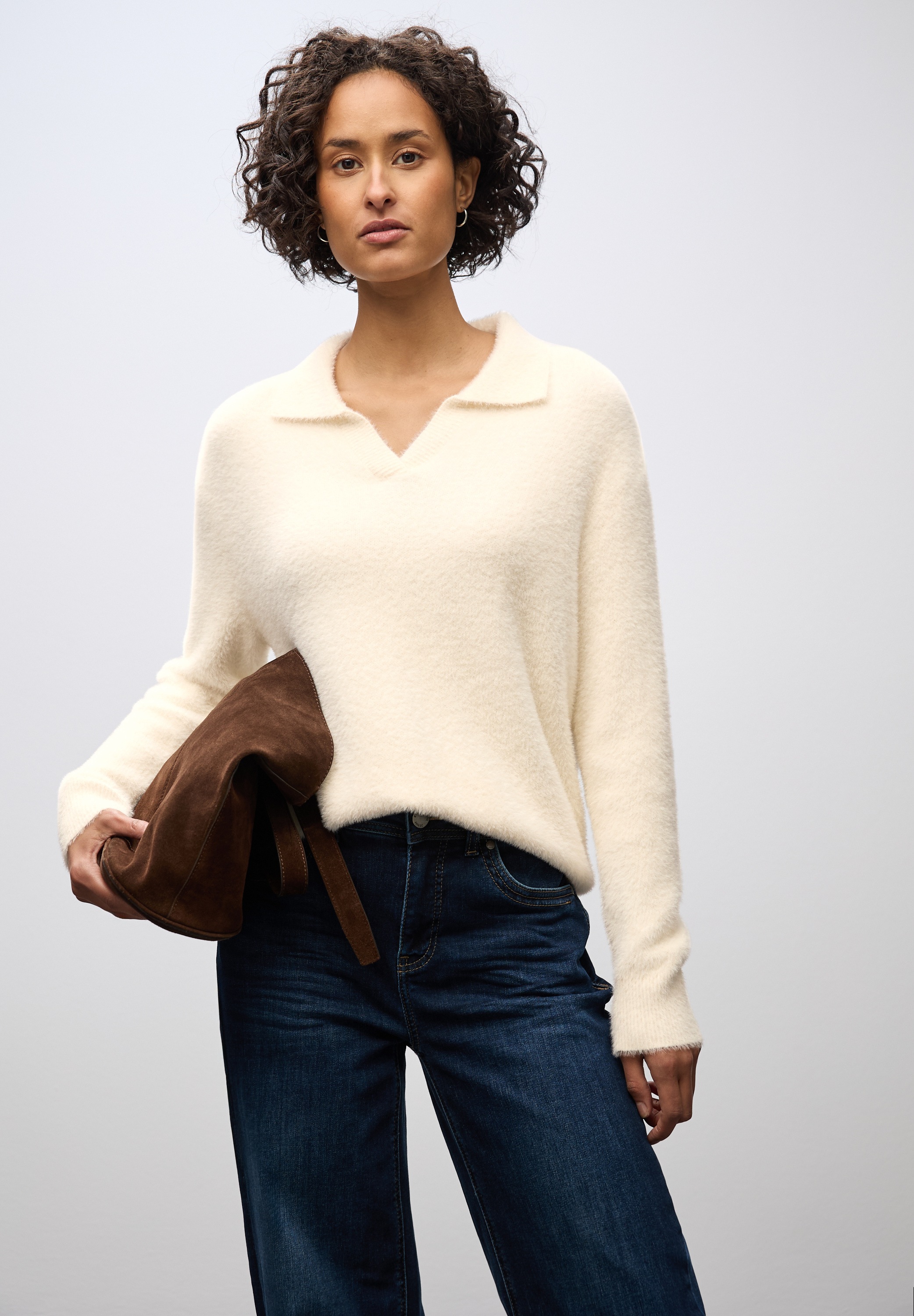 STREET ONE Strickpullover, flauschiges Federgarn, Regular Fit