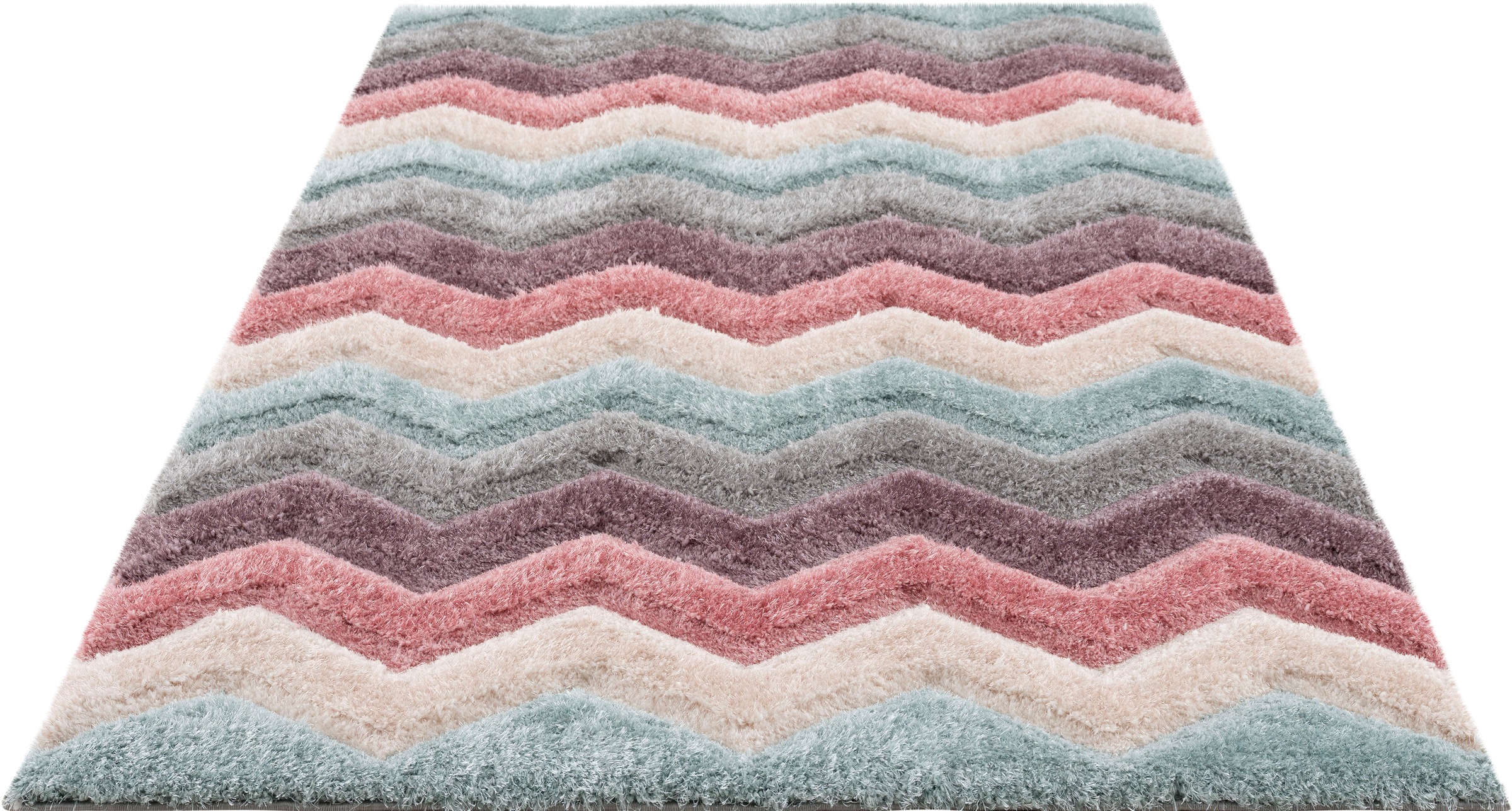 Image of Lüttenhütt Kinderteppich »Annemarie«, rechteckig, 43 mm Höhe, weiche Haptik, bunt, Hochflorteppich, Zick-Zack-Design, mit 3D Effekt, ideale Teppiche fürs Kinderzimmer und Jugendzimmer bei Ackermann Versand Schweiz