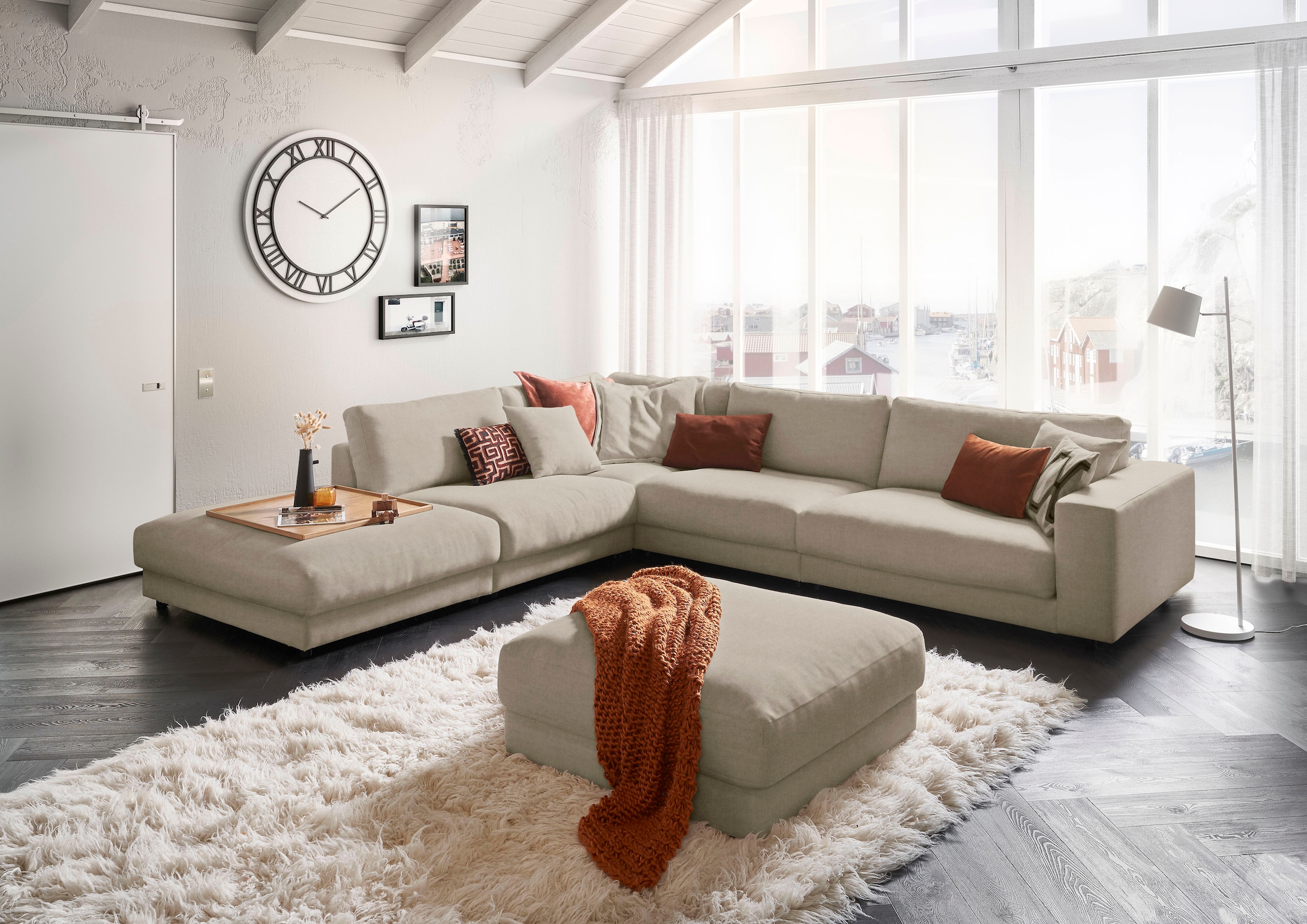 Image of 3C Candy Ecksofa "Enisa II, bequem und komfortabel, grosses Familiensofa, L-Form" incl. 3 Flatterkissen, wahlweise mit Flecken-Schutz-Bezug Easy care