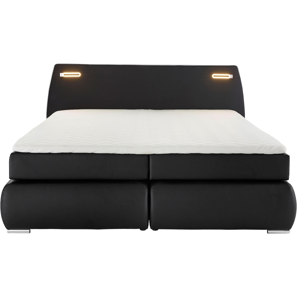 INOSIGN Boxspringbett »Black & White«, incl. LED Beleuchtung, 3 Härtegrade