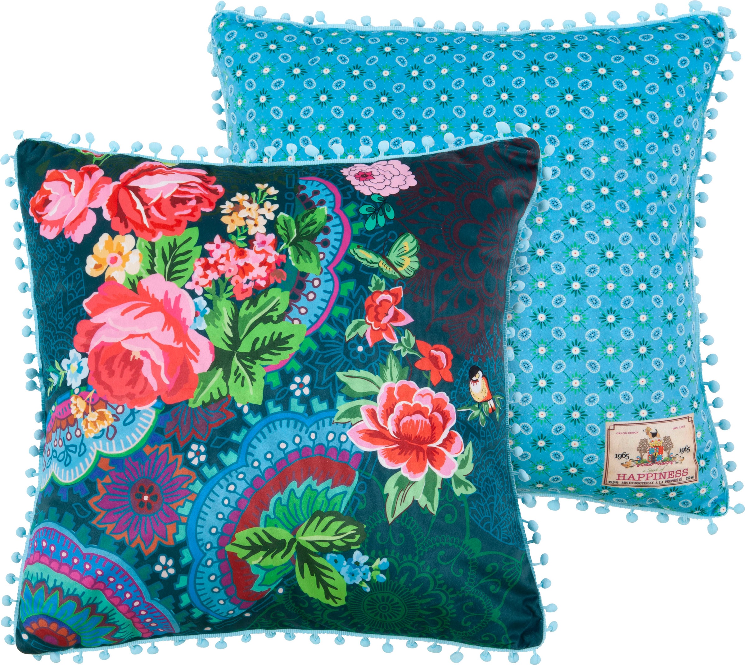 Image of Happiness Dekokissen »Mandy«, (1 St., 1 48x48 cm Dekokissen - Mit pompons), Mit pompons bei Ackermann Versand Schweiz