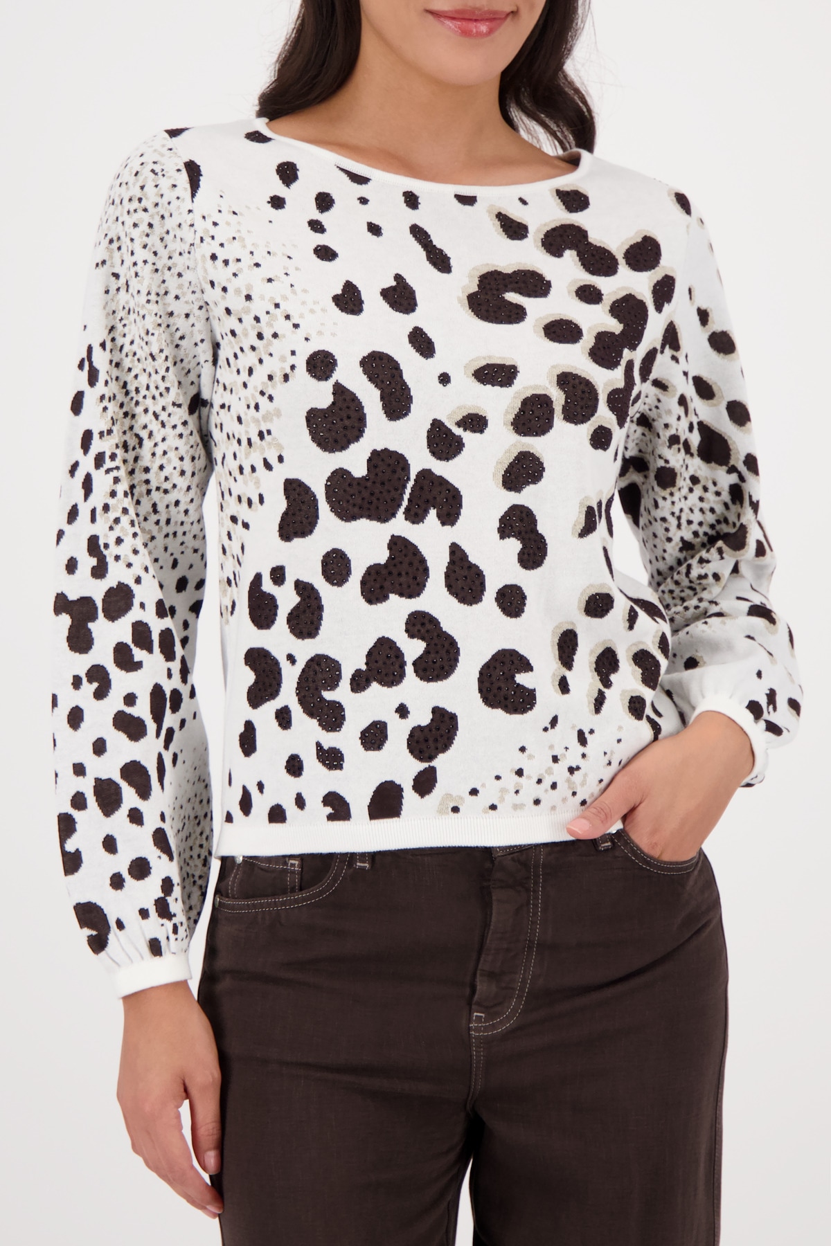 Image of Monari Strickpullover "Pullover Leojacquard" Regular fit mit Leojacquard